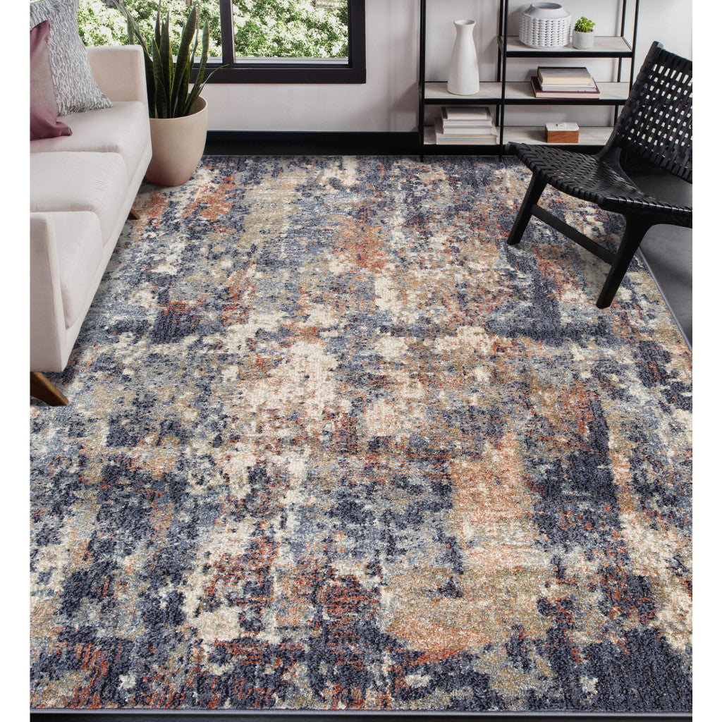 5' x 7' Blue Abstract Power Loom Area Rug