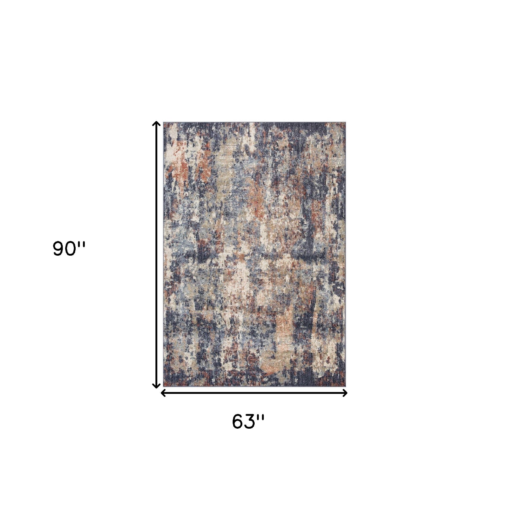 5' x 7' Blue Abstract Power Loom Area Rug