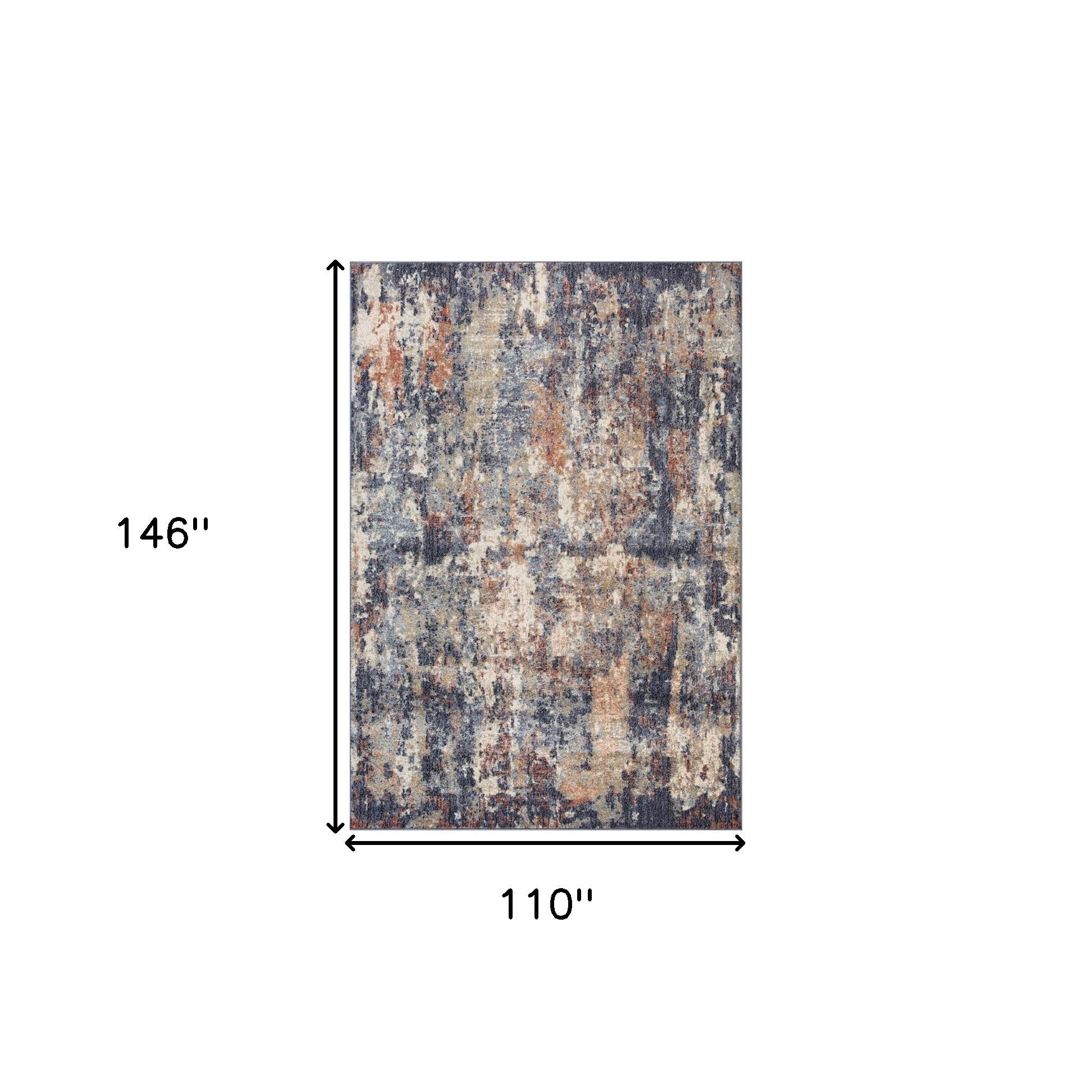 9' x 12' Blue Abstract Power Loom Area Rug