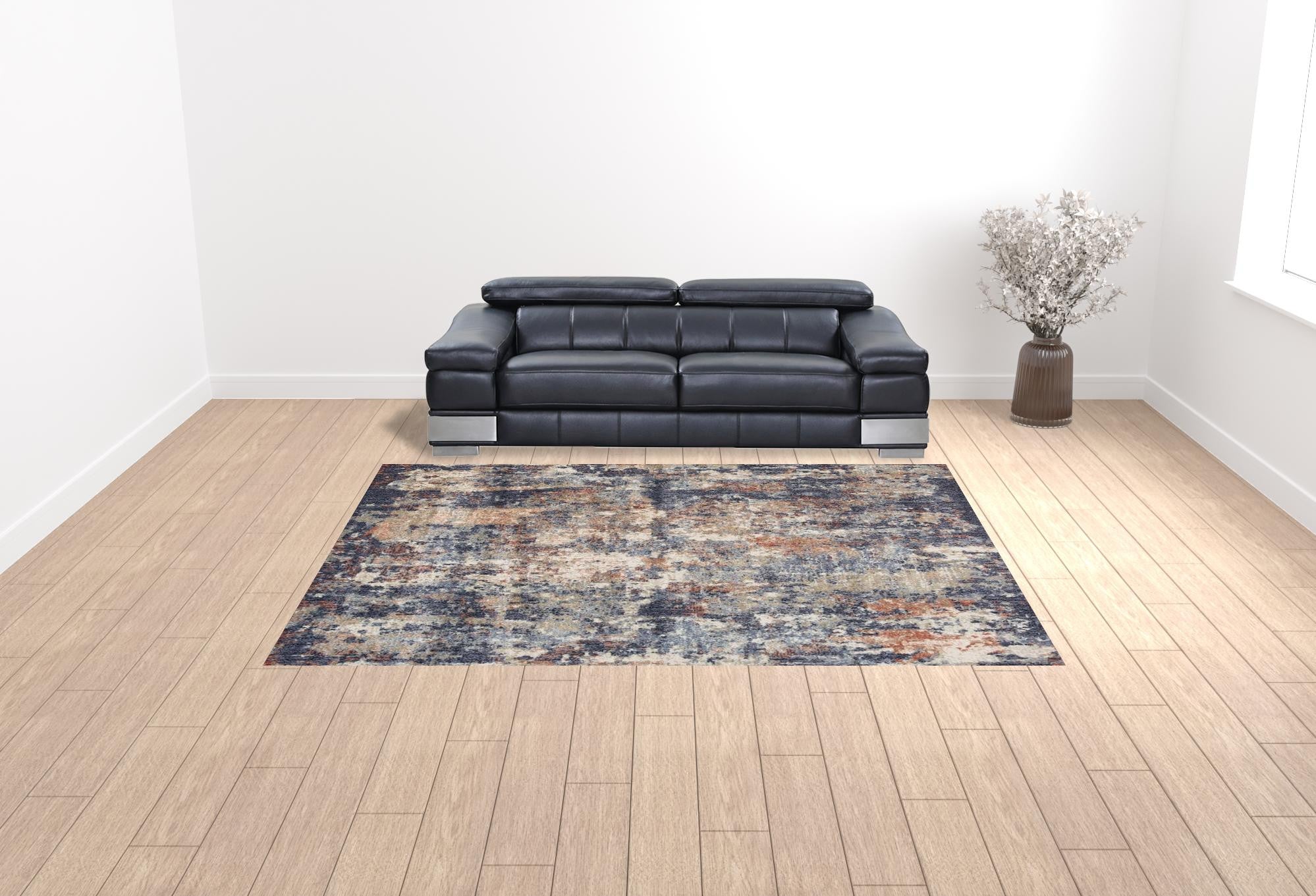 9' x 12' Blue Abstract Power Loom Area Rug