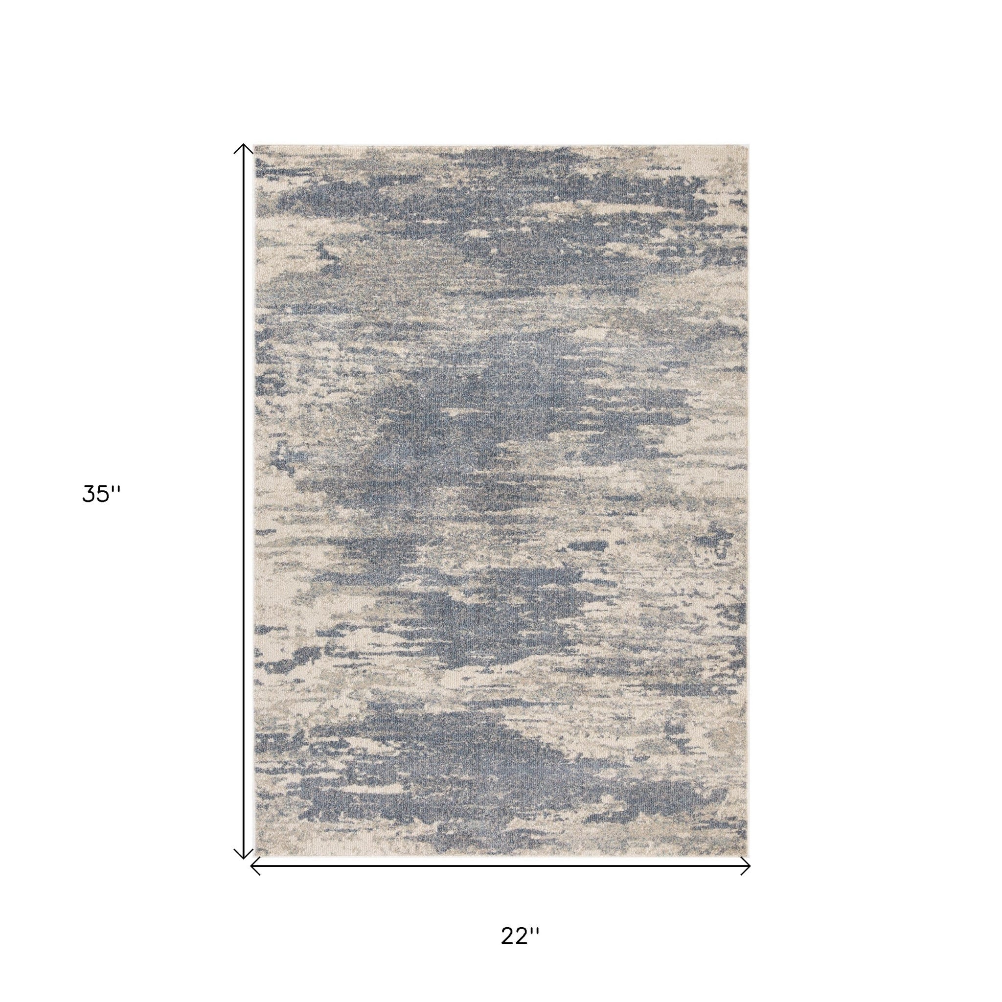 2' x 3' Gray Abstract Power Loom Area Rug