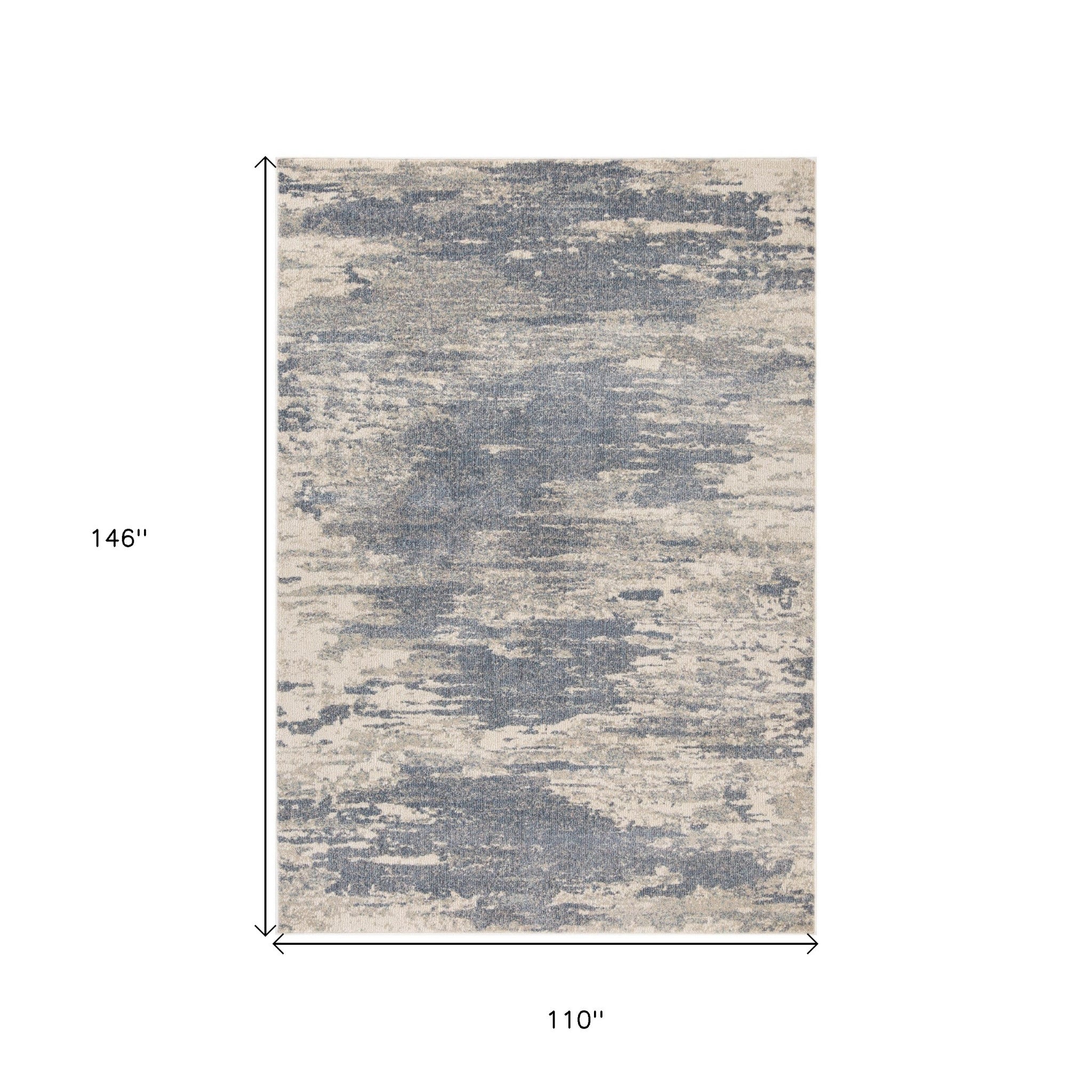 9' x 12' Gray Abstract Power Loom Area Rug