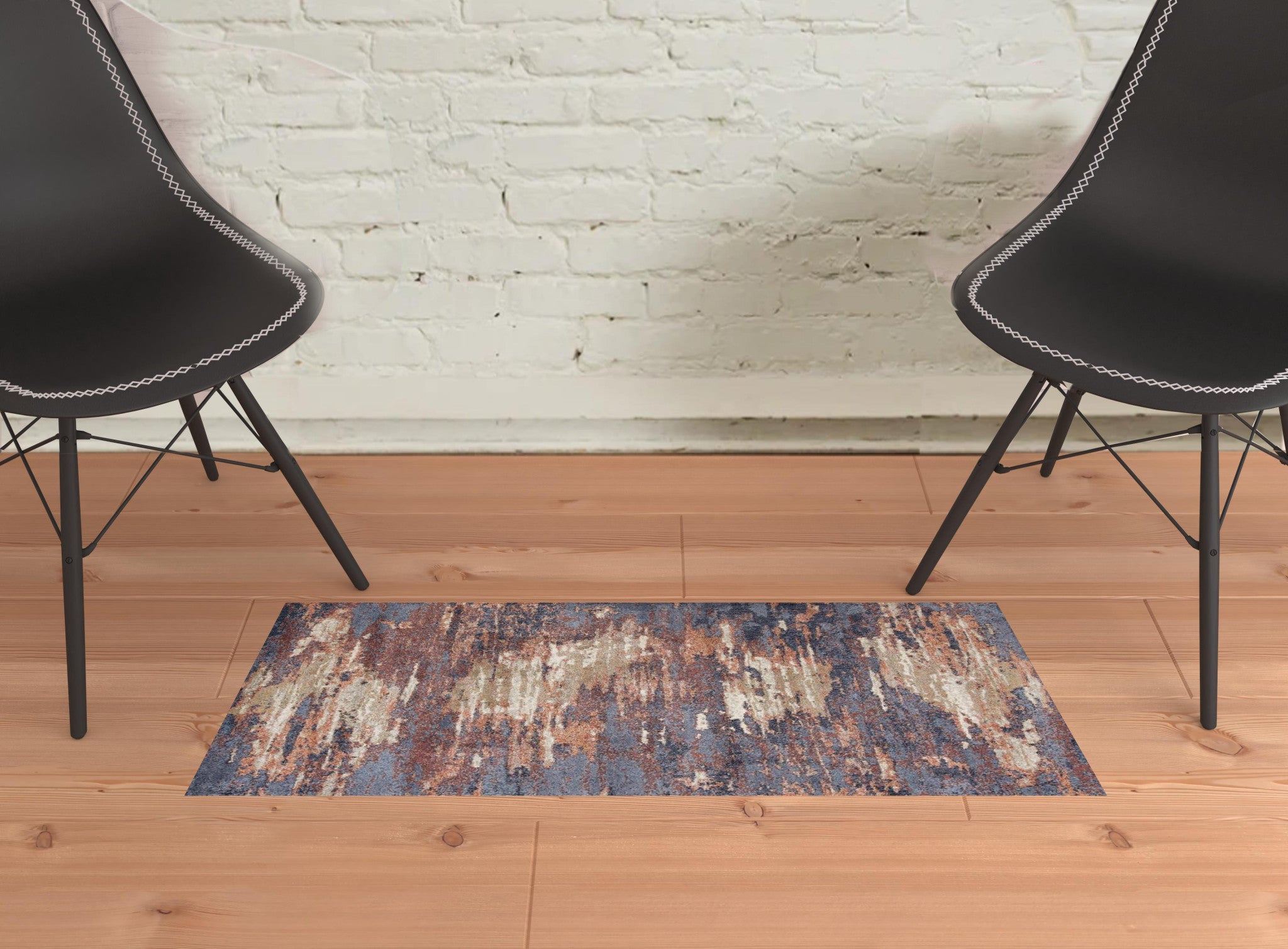 2' x 3' Rust Abstract Power Loom Area Rug