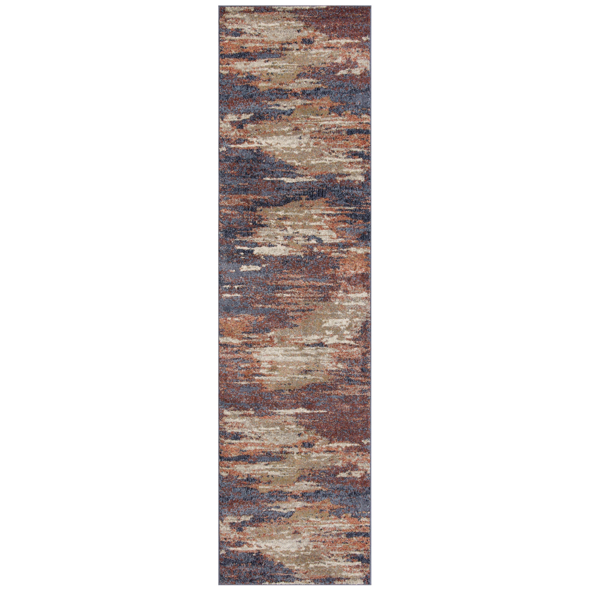 10' Rust Abstract Power Loom Runner Rug