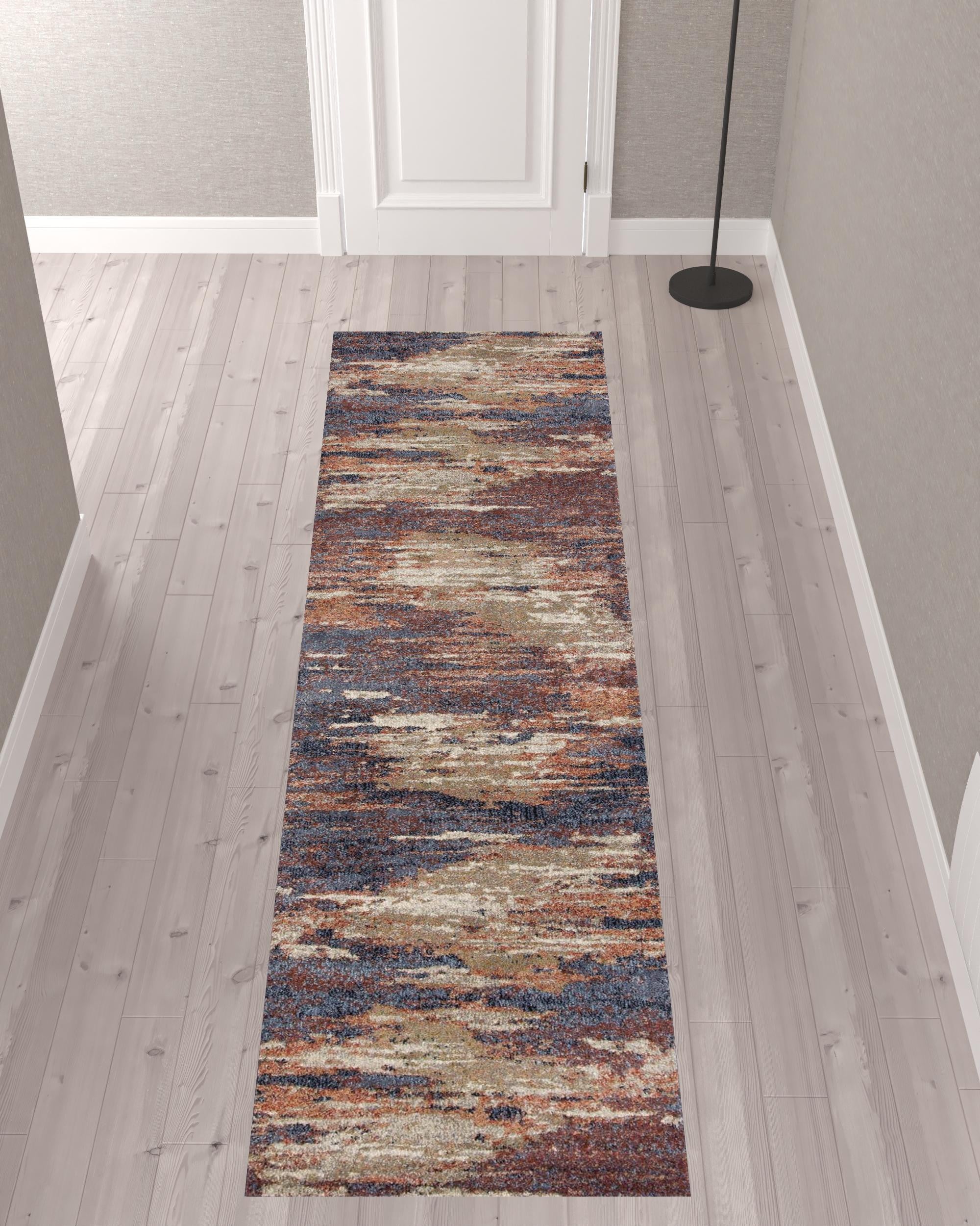 10' Rust Abstract Power Loom Runner Rug