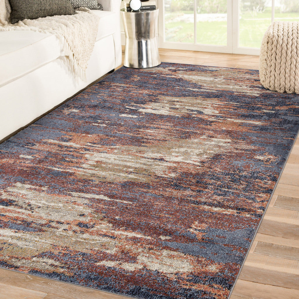 5' x 7' Rust Abstract Power Loom Area Rug