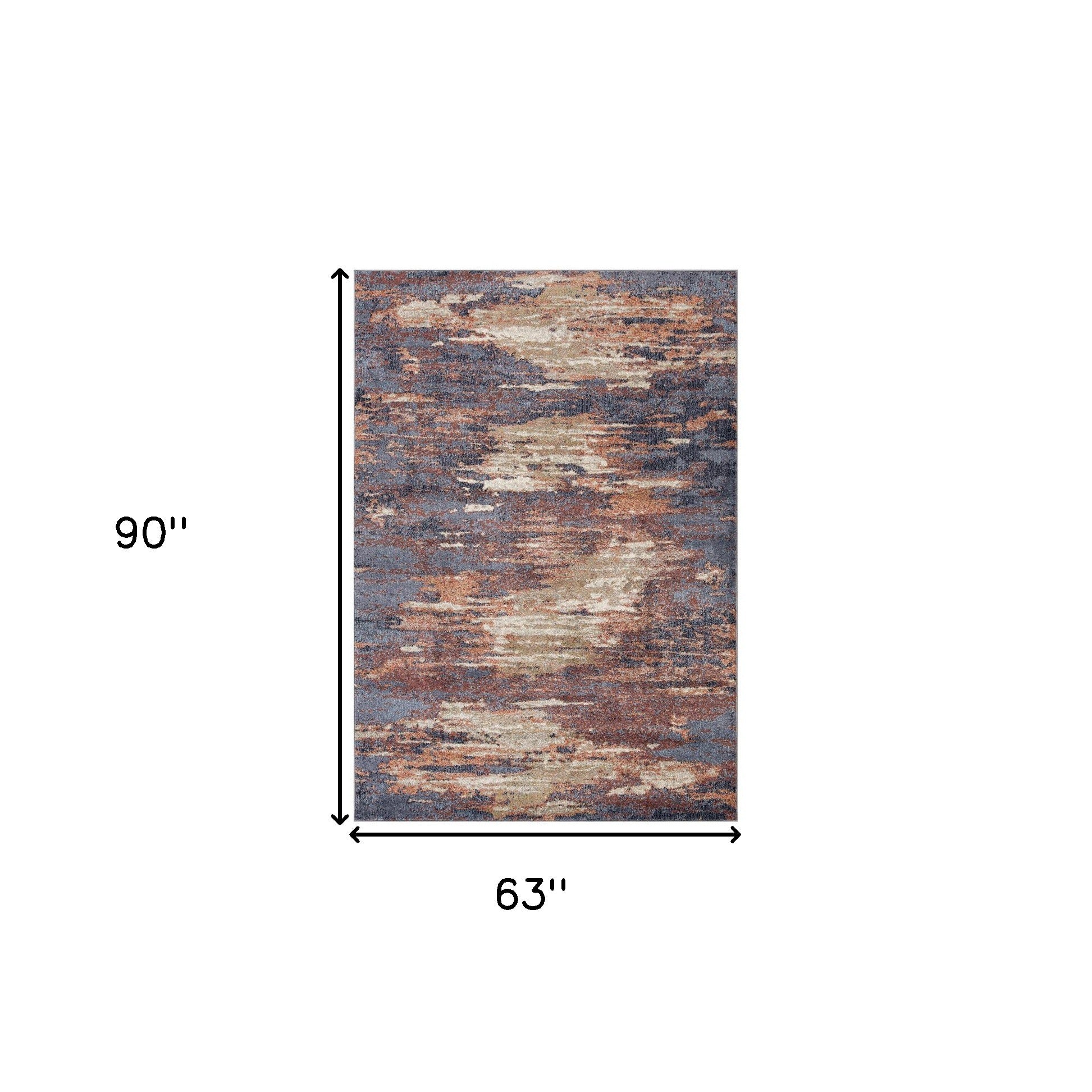 5' x 7' Rust Abstract Power Loom Area Rug