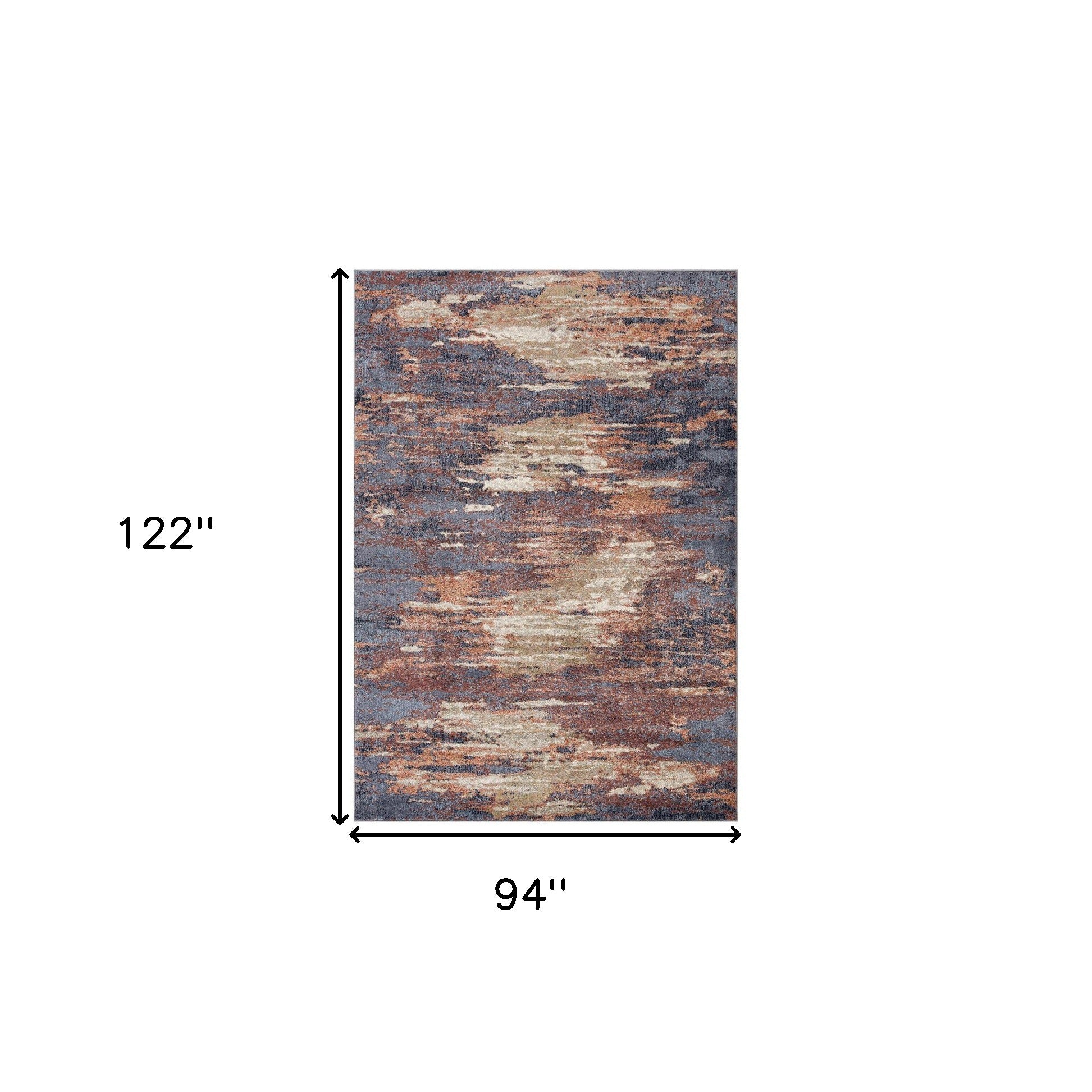 8' x 10' Rust Abstract Power Loom Area Rug