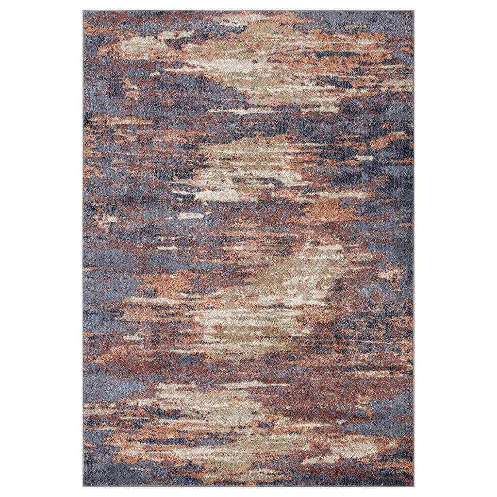 9' x 12' Rust Abstract Power Loom Area Rug