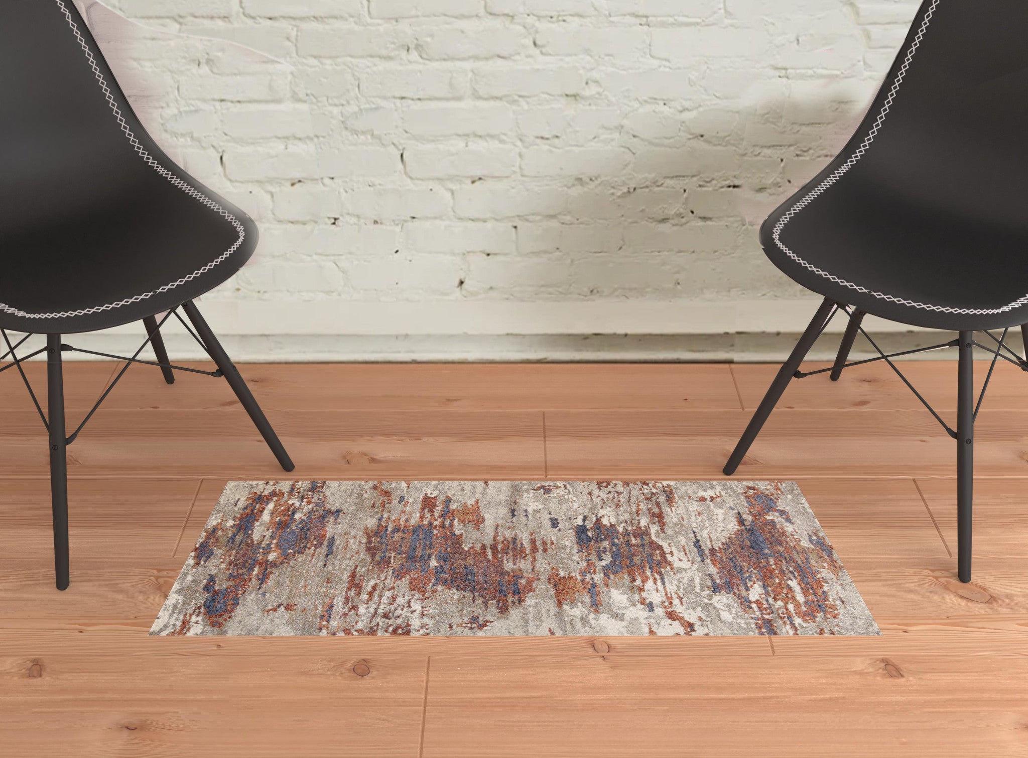 2' x 3' Beige Abstract Power Loom Area Rug