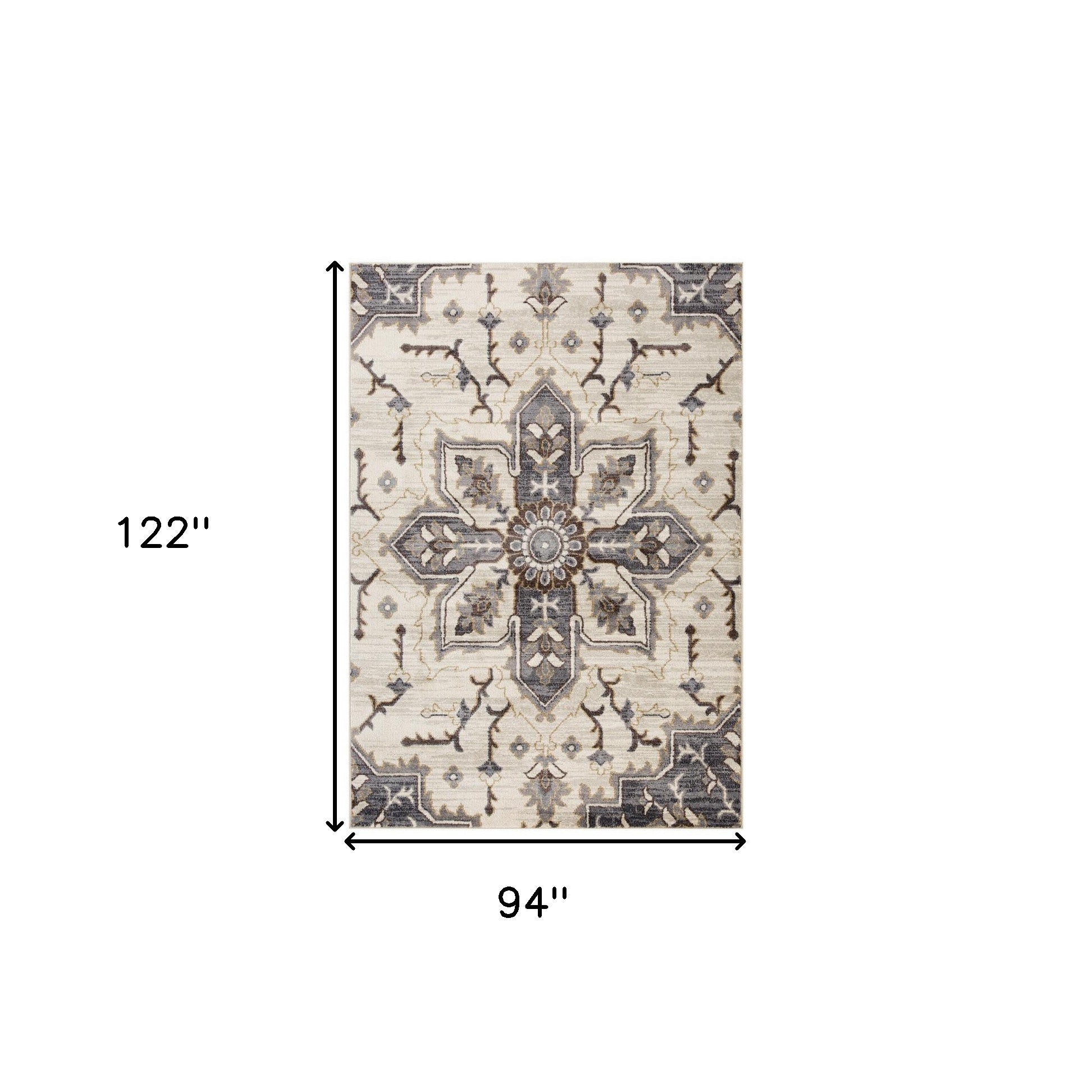 8' x 10' Blue and Ivory Medallion Power Loom Area Rug