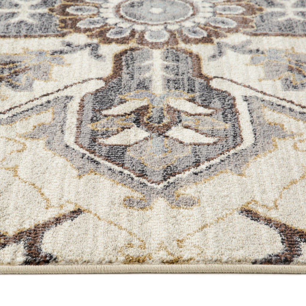 9' x 12' Blue and Ivory Medallion Power Loom Area Rug