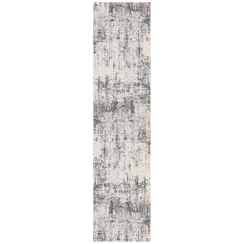 10' Gray and Ivory Abstract Power Loom Runner Rug