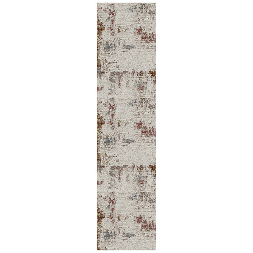 10' Red and Ivory Abstract Power Loom Runner Rug