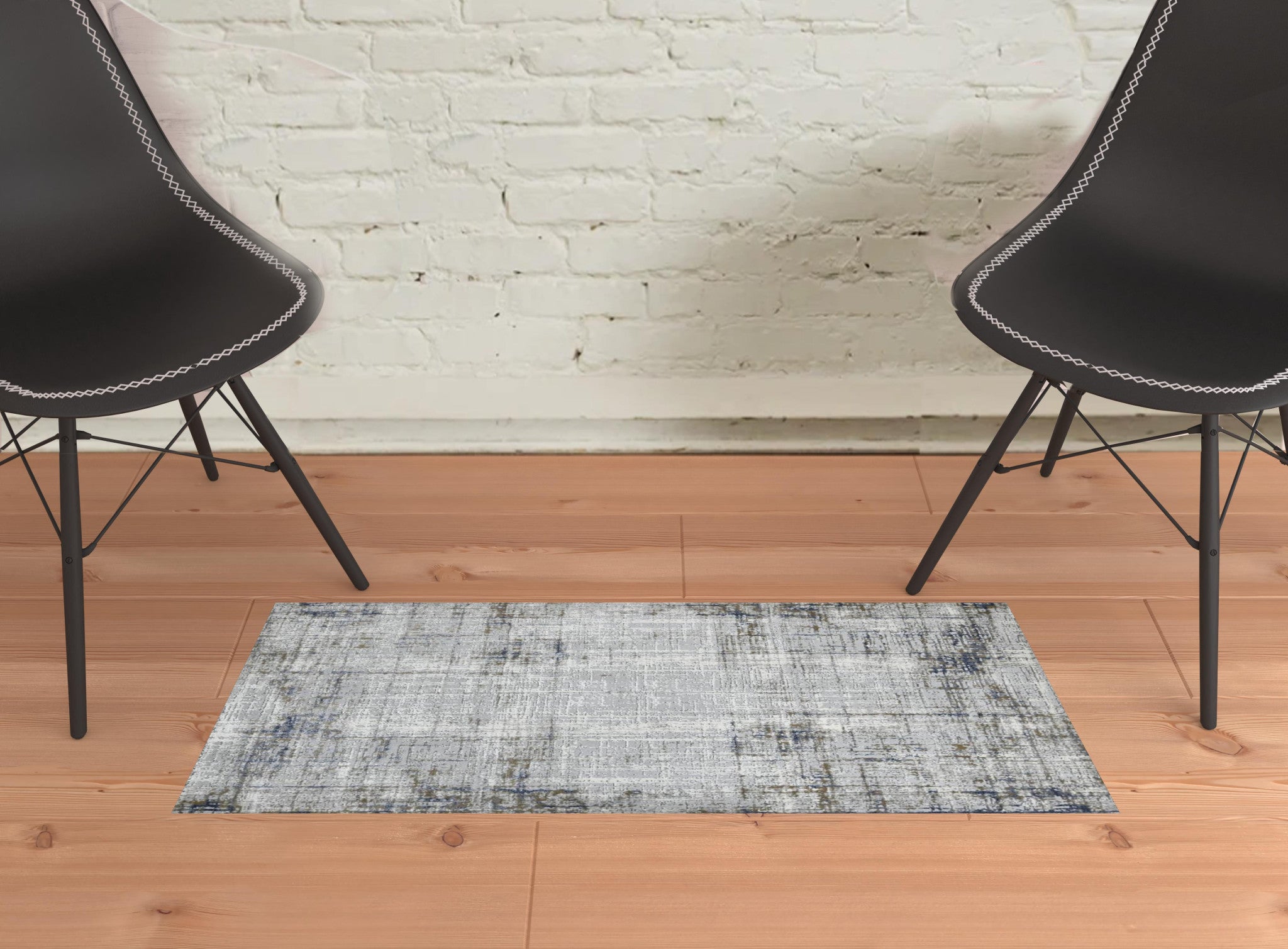 2' x 3' Gray and Gold Abstract Power Loom Area Rug