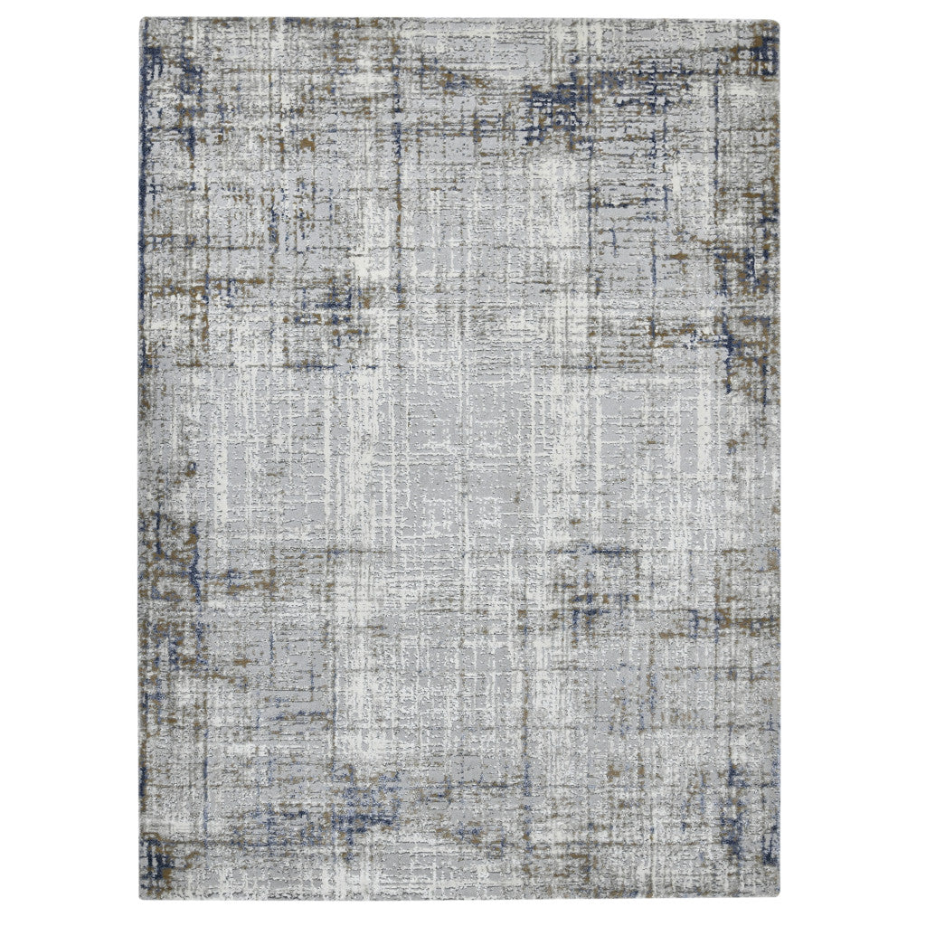 5' x 8' Gray and Gold Abstract Power Loom Area Rug