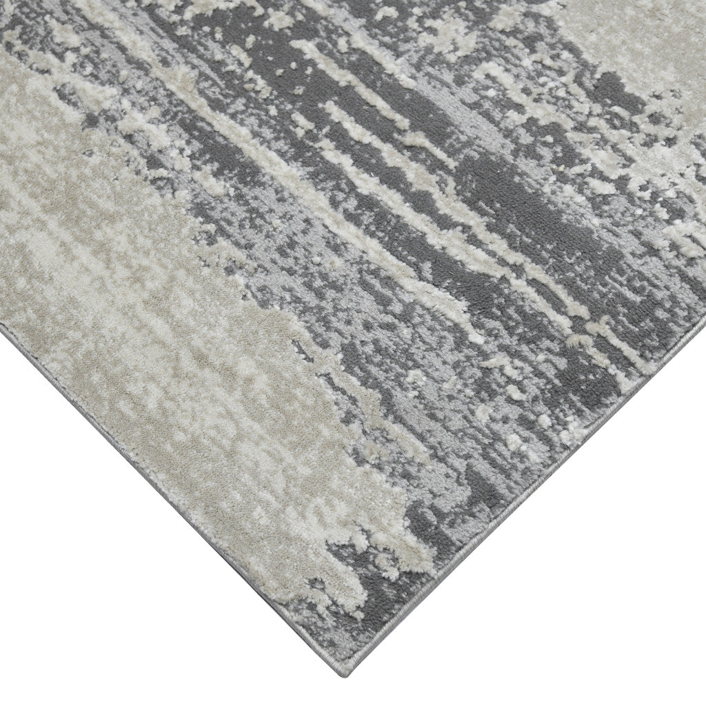 10' Blue and Gray Abstract Power Loom Runner Rug