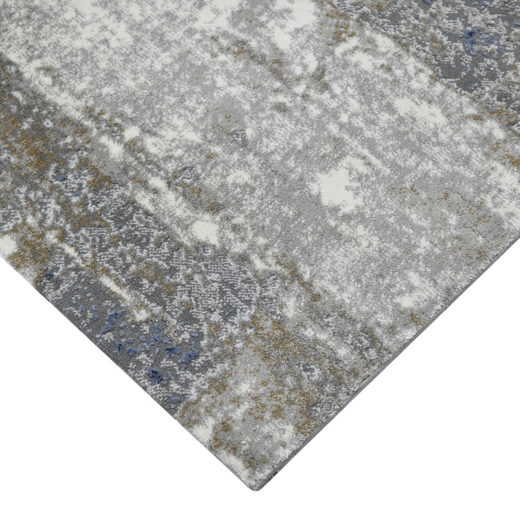 2' x 3' Gray and Blue Abstract Power Loom Area Rug