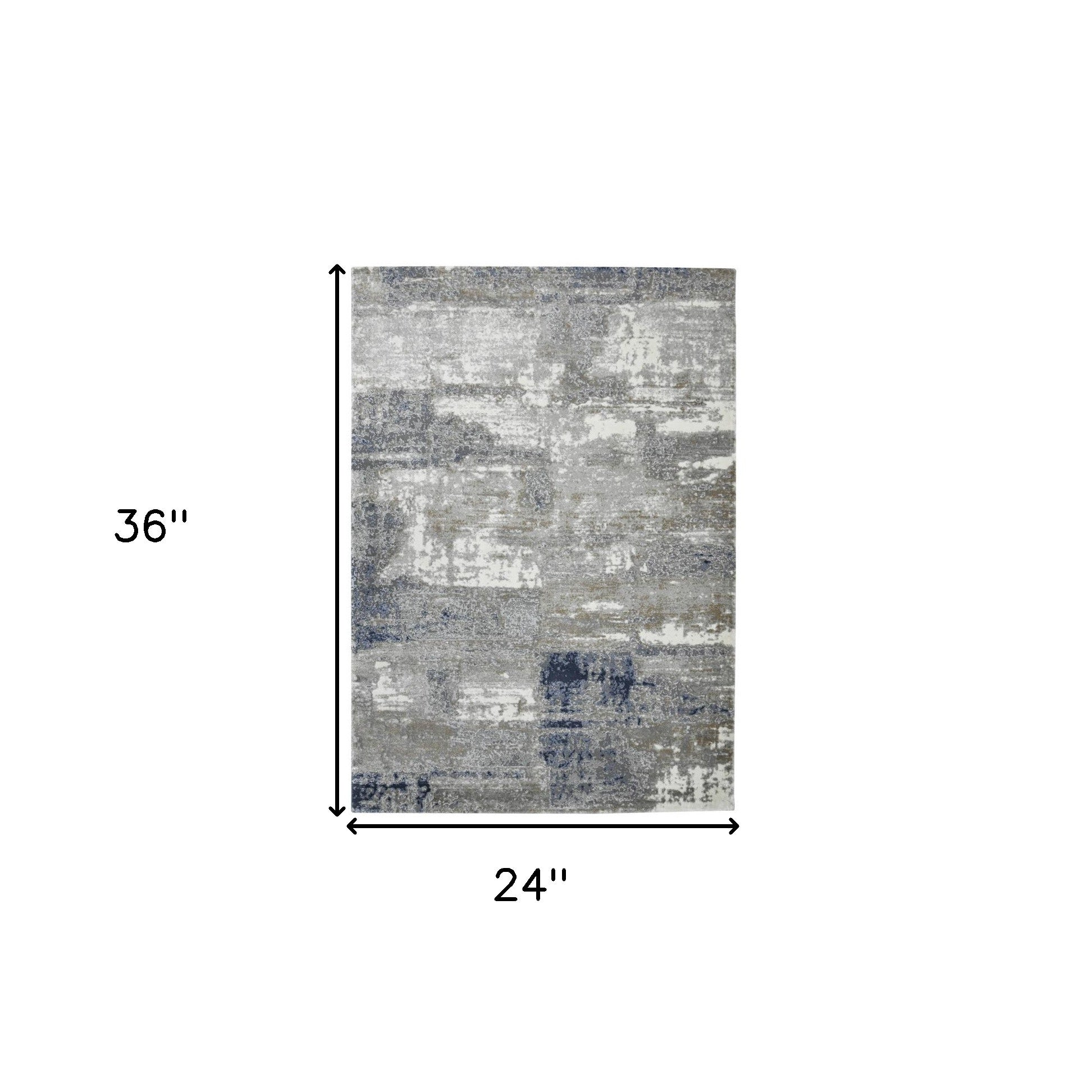 2' x 3' Gray and Blue Abstract Power Loom Area Rug