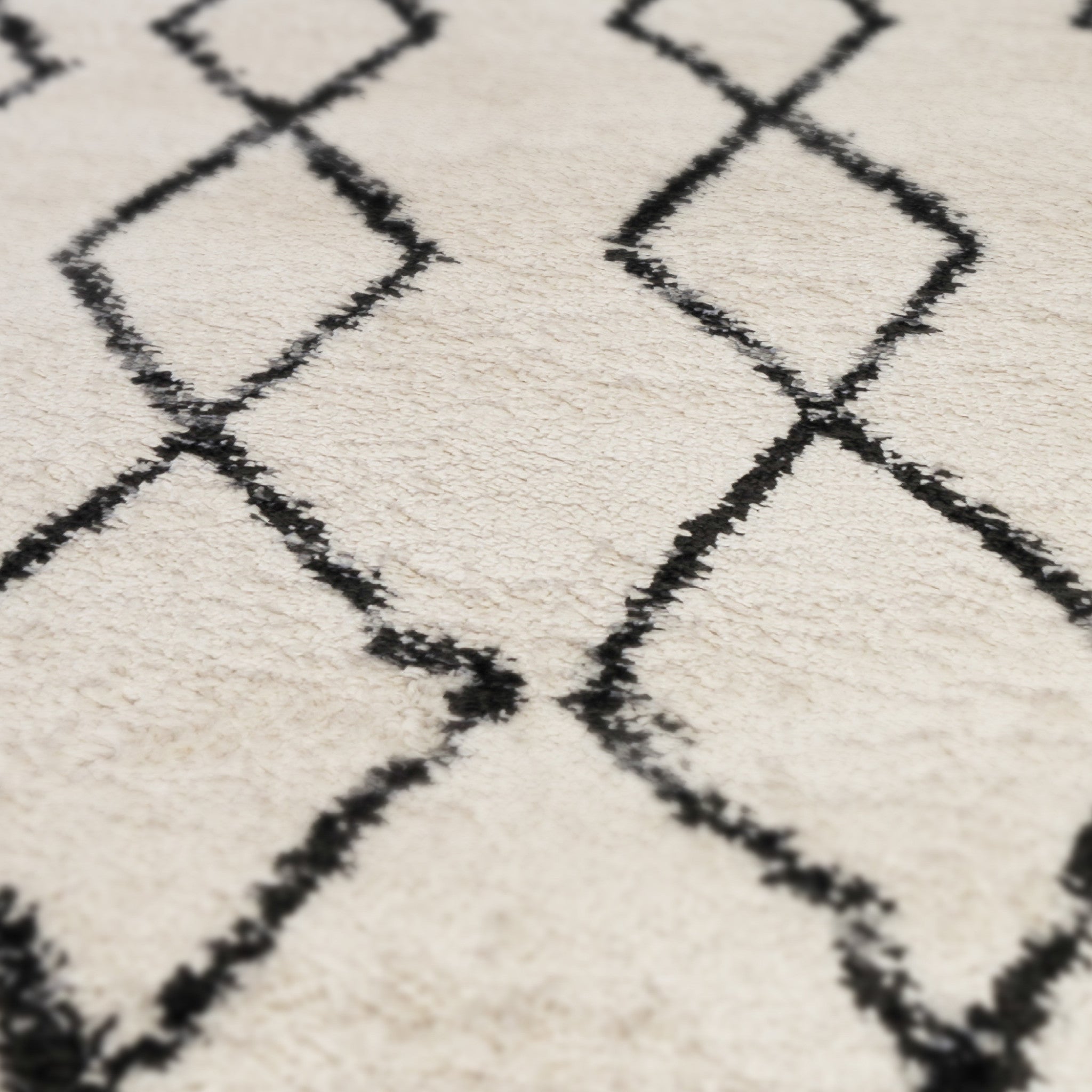 2' x 3' Gray and Ivory Geometric Shag Area Rug