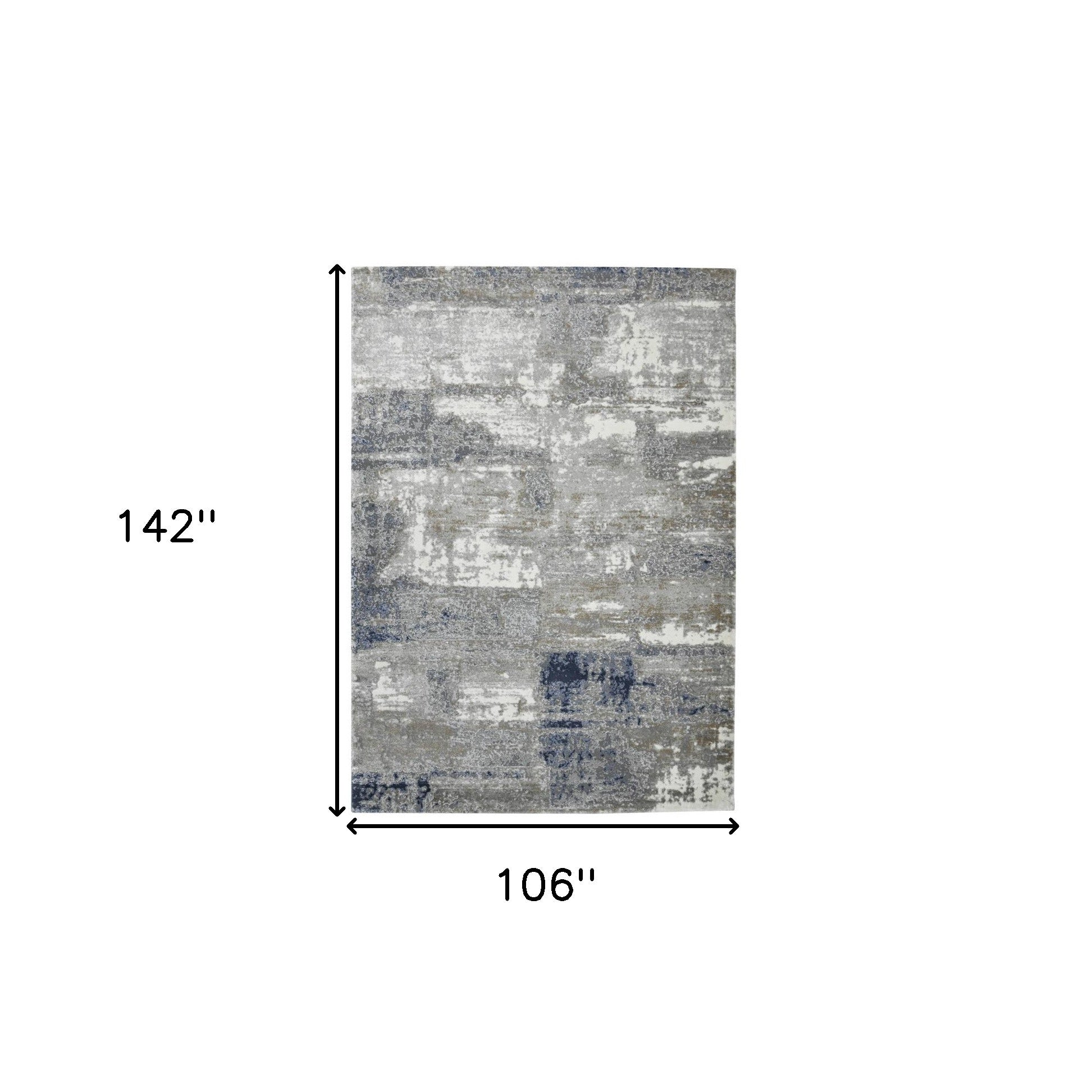 9' x 12' Gray and Blue Abstract Power Loom Area Rug