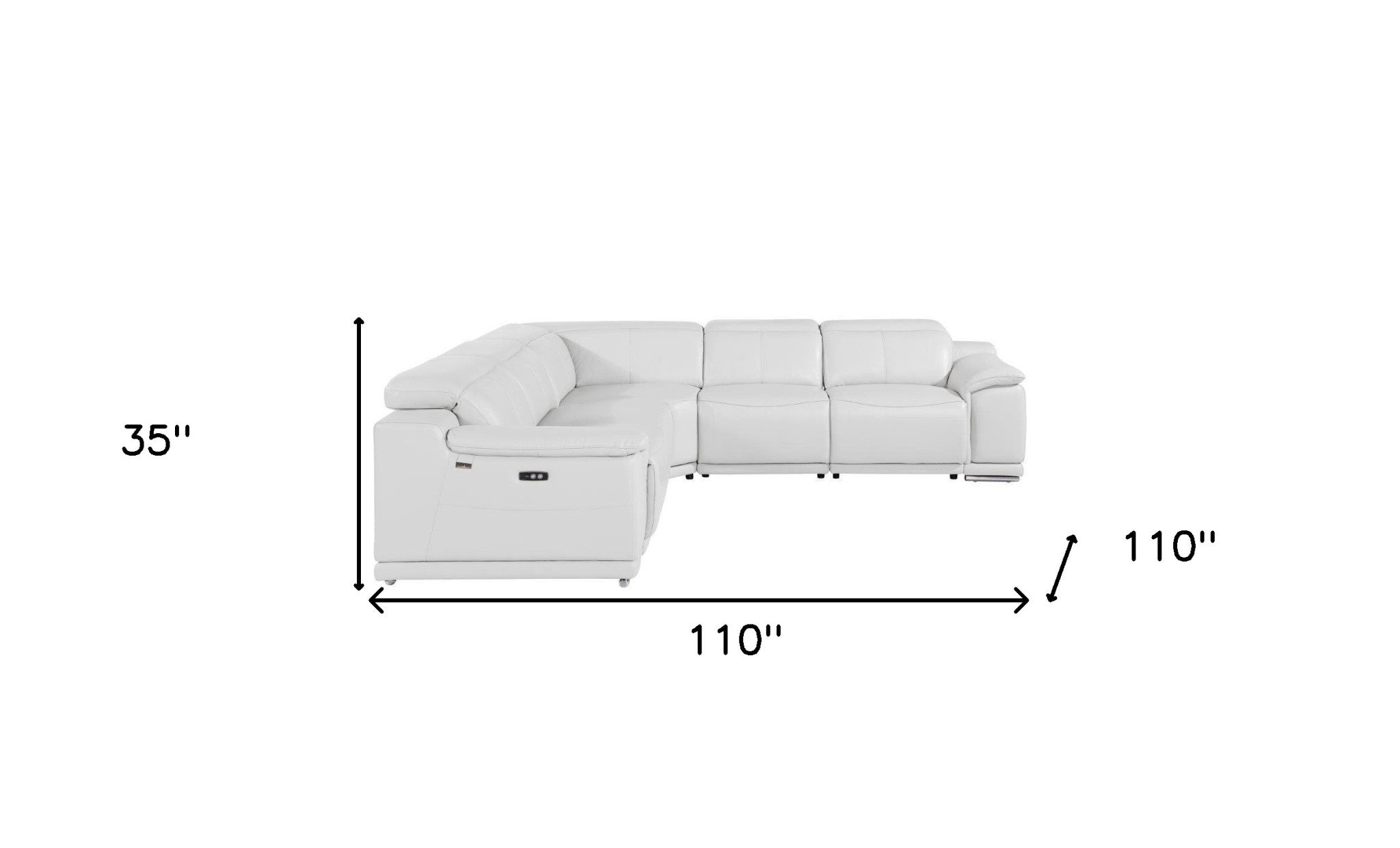 White Italian Leather Modular Curved Five Piece Reclining Sectional