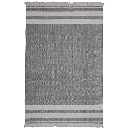5' x 7' Gray Striped Handmade Stain Resistant Non Skid Indoor Outdoor Area Rug