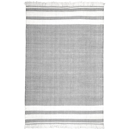 5' x 7' Gray Striped Handmade Stain Resistant Non Skid Indoor Outdoor Area Rug