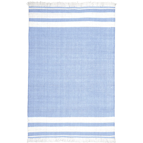 5' x 7' Blue Striped Handmade Stain Resistant Non Skid Indoor Outdoor Area Rug