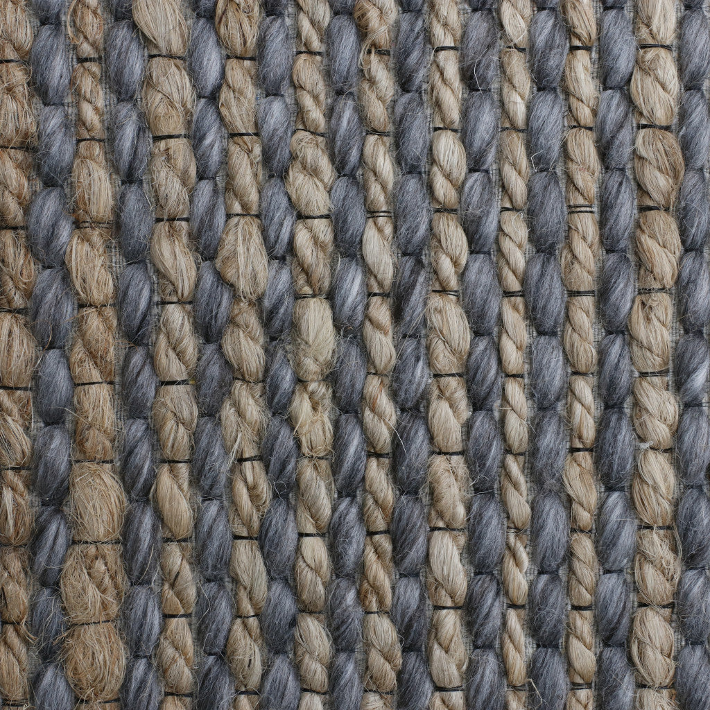 8' x 10' Gray Striped Hand Woven Area Rug