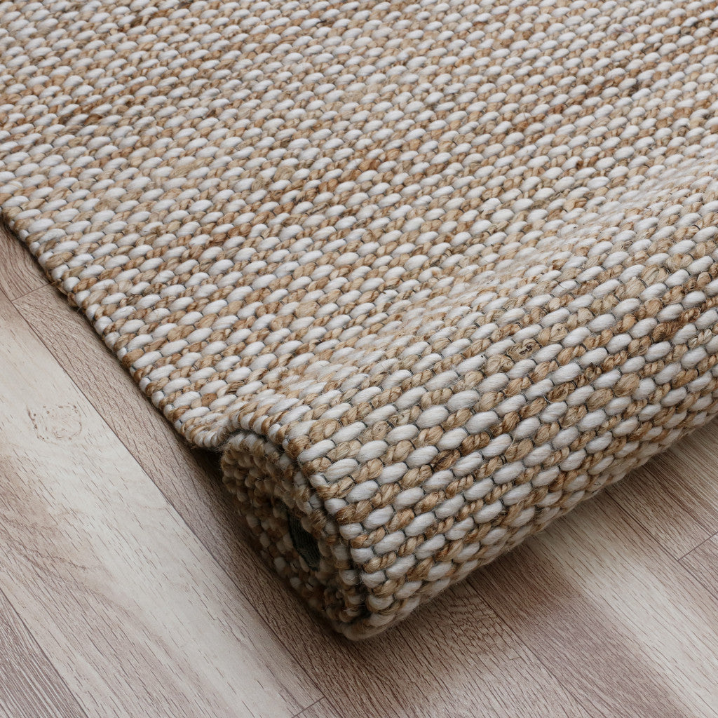 5' x 7' Beige Striped Hand Woven Area Rug