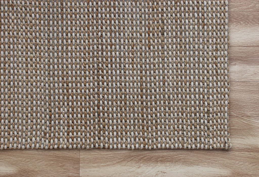 8' x 10' Beige Striped Hand Woven Area Rug