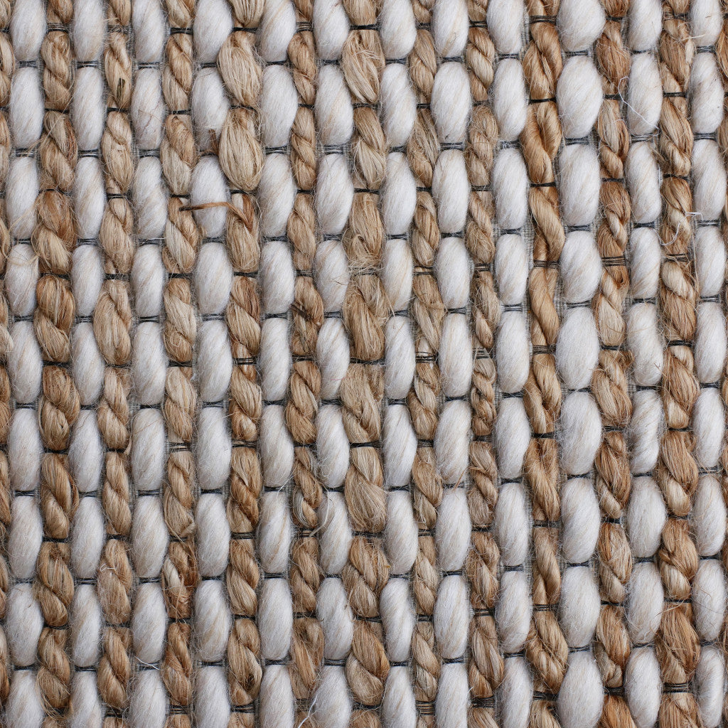 8' x 10' Beige Striped Hand Woven Area Rug