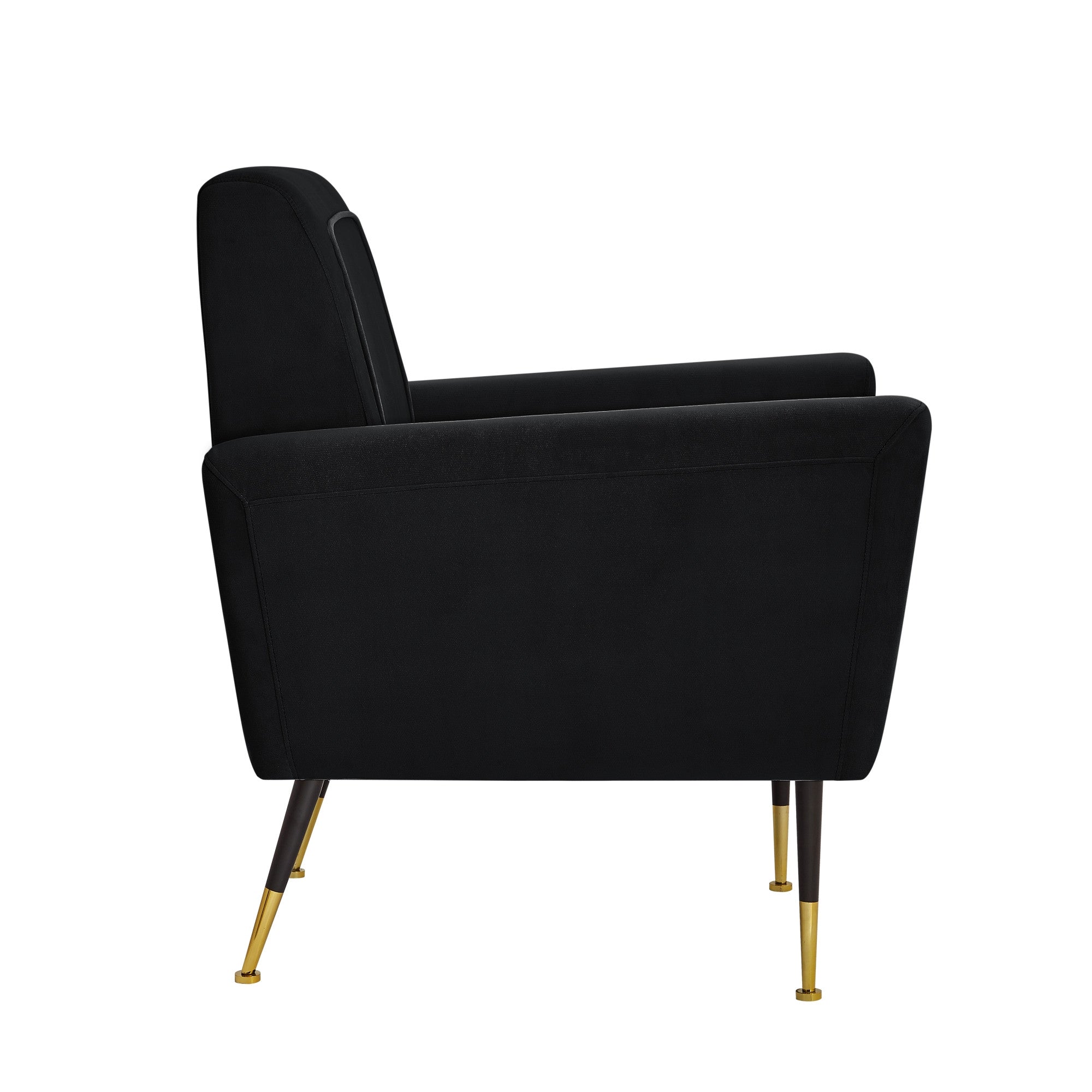 32" Black And Gold Velvet Arm Chair