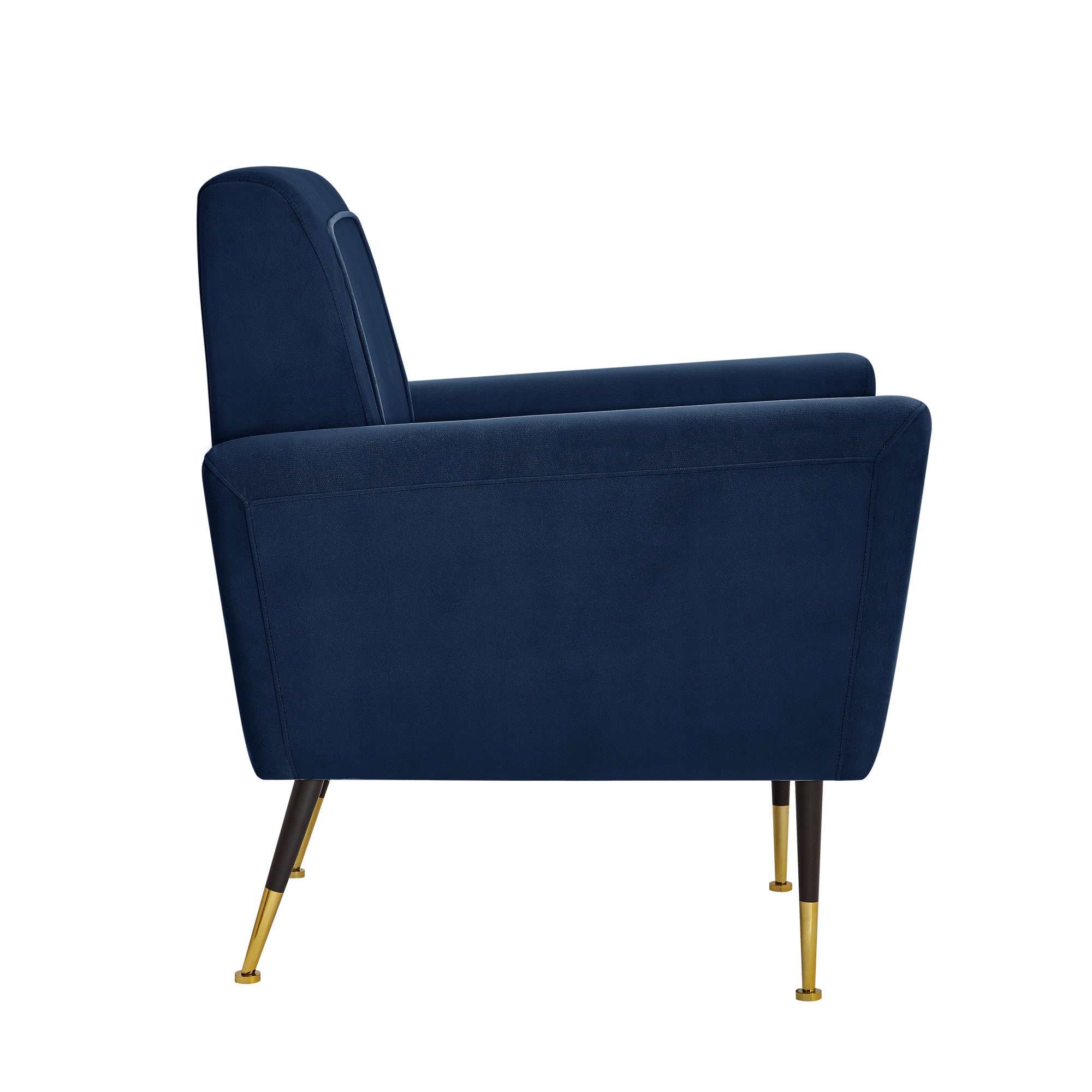 32" Navy Blue And Gold Velvet Arm Chair