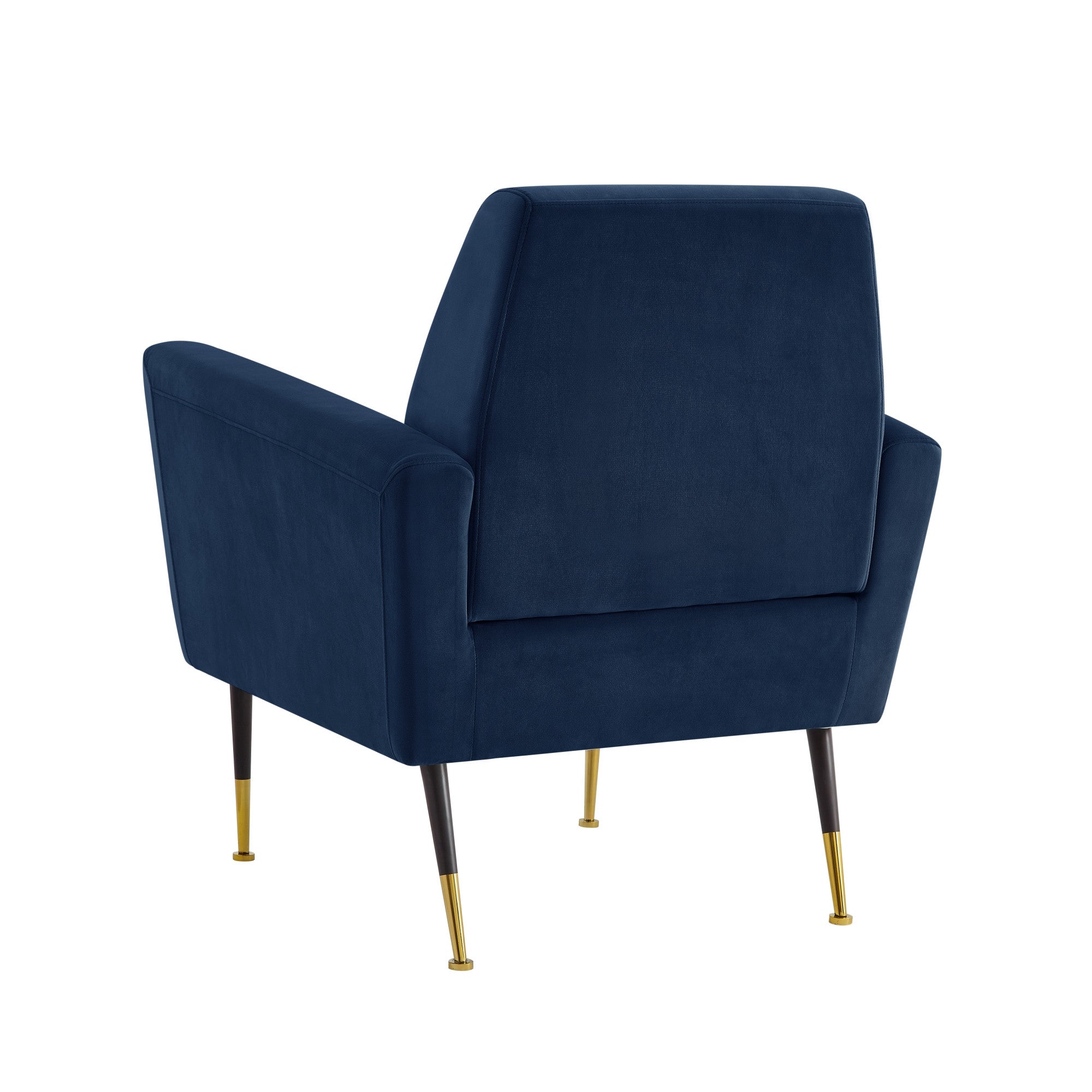 32" Navy Blue And Gold Velvet Arm Chair