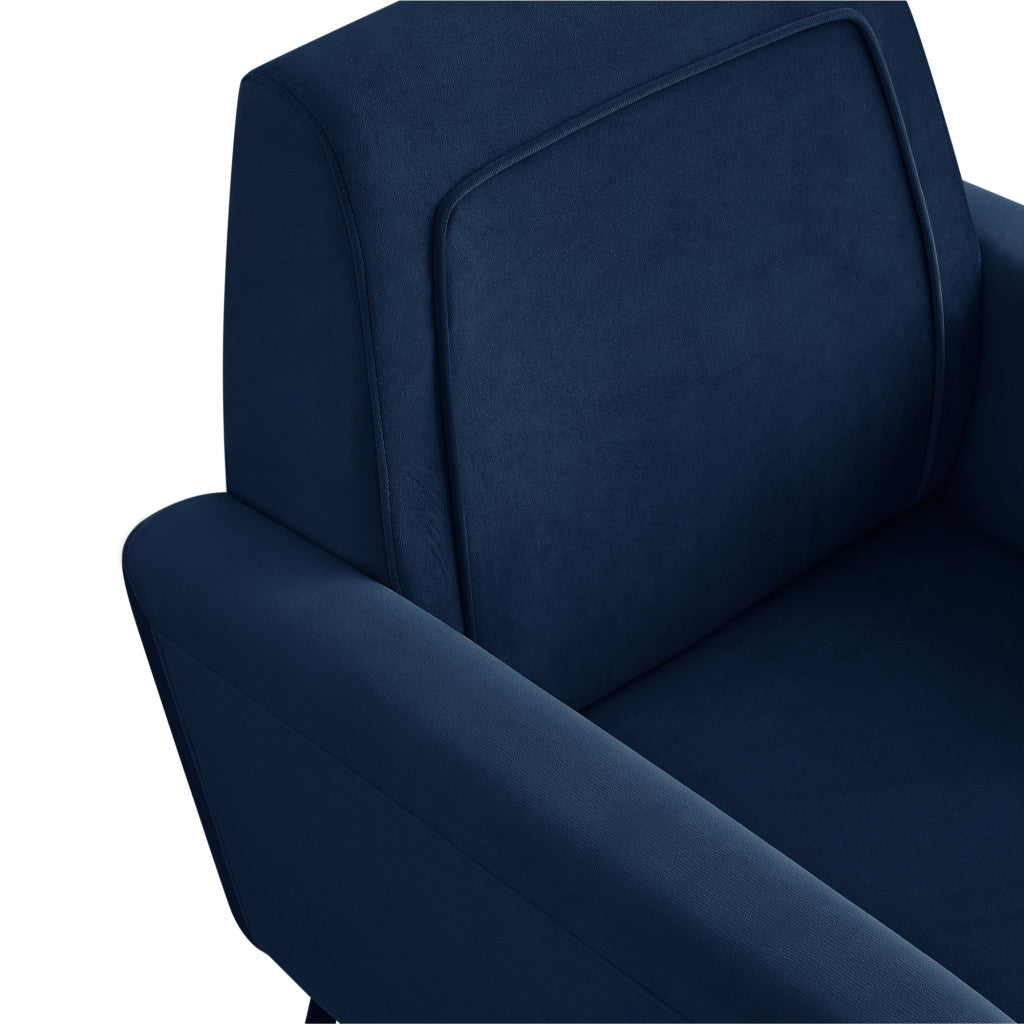 32" Navy Blue And Gold Velvet Arm Chair