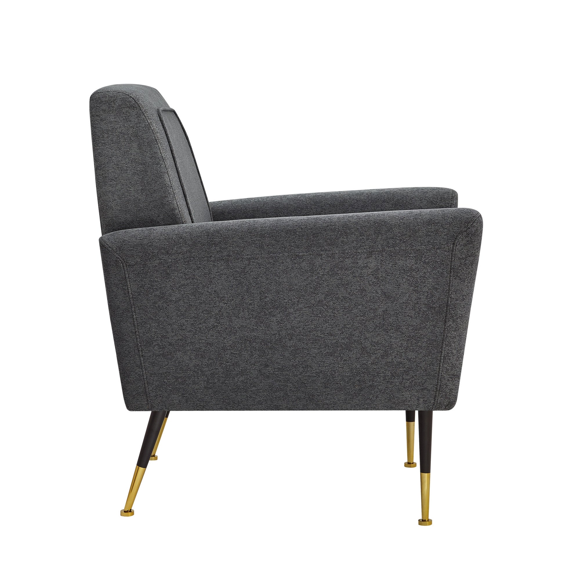 32" Dark Gray And Gold Linen Arm Chair