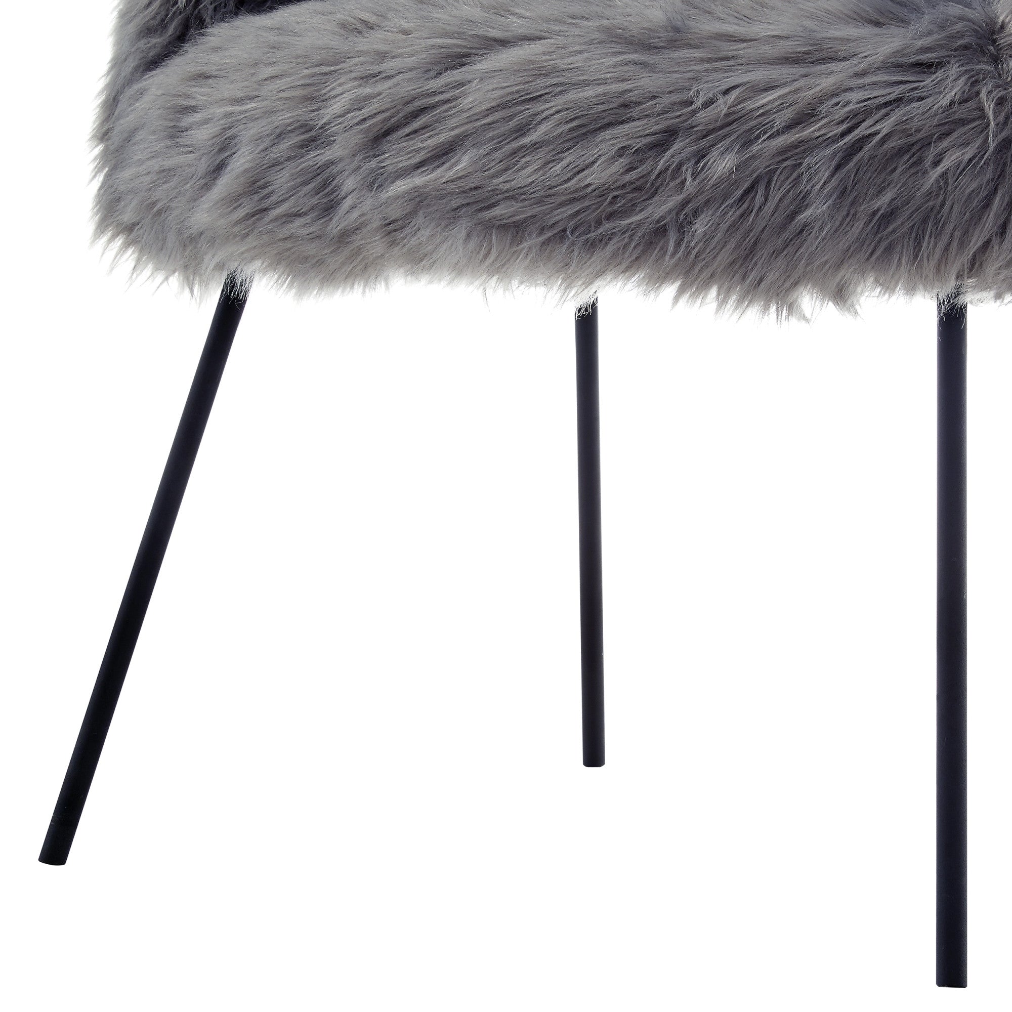 28" Gray And Black Faux Fur Arm Chair