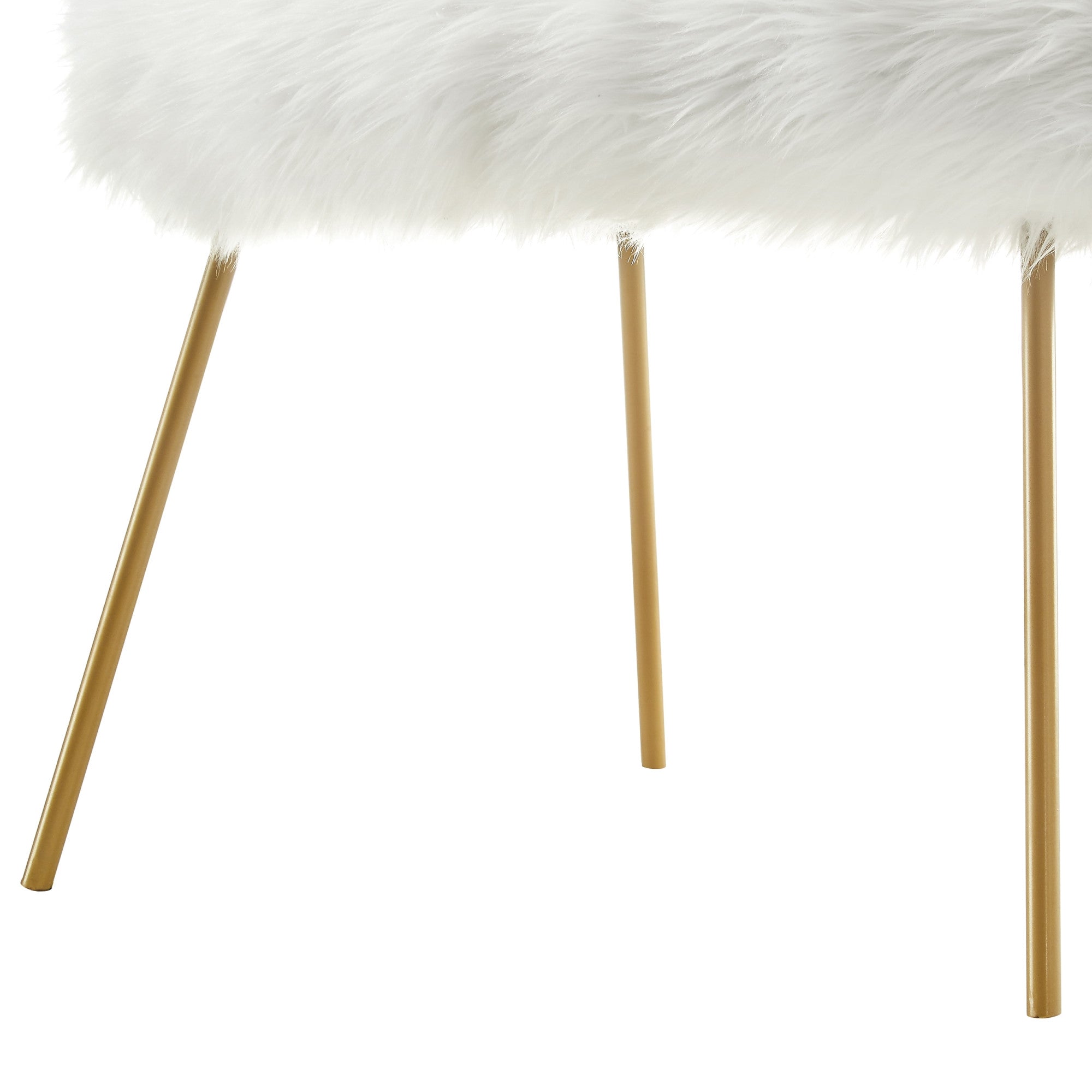 28" White And Gold Faux Fur Arm Chair