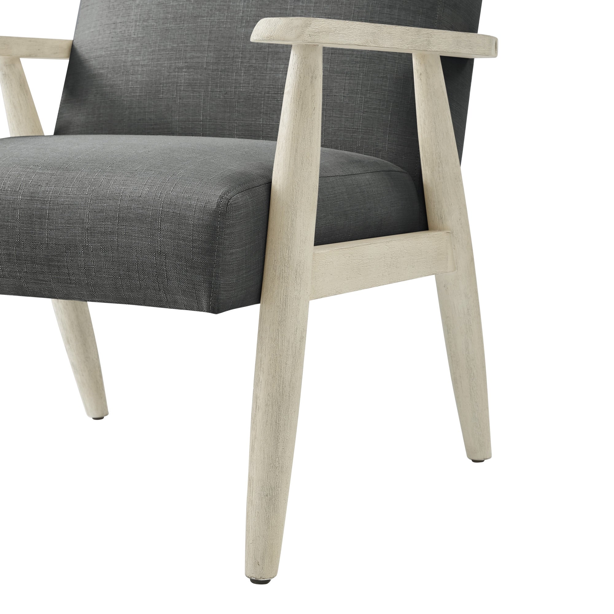 30" Charcoal And Cream Linen Arm Chair