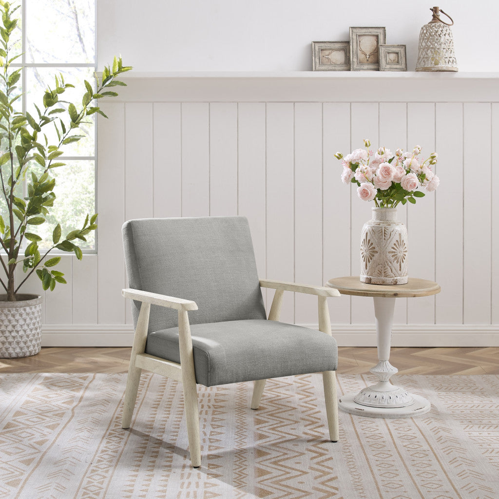 30" Gray And Cream Linen Arm Chair