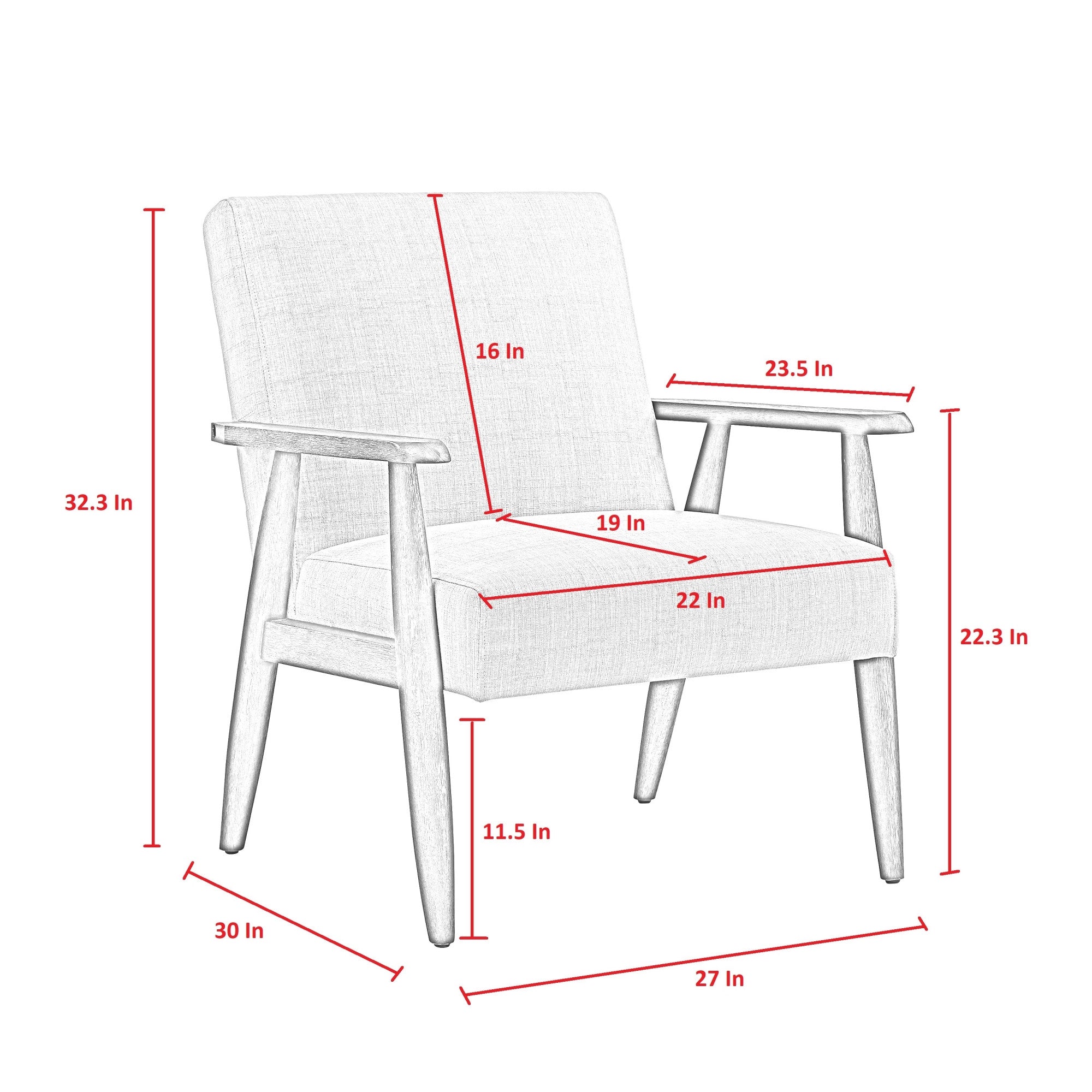 30" Gray And Cream Linen Arm Chair