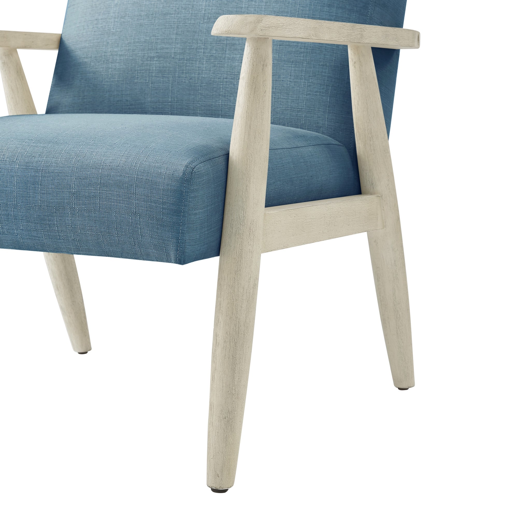 30" Light Blue And Cream Linen Arm Chair