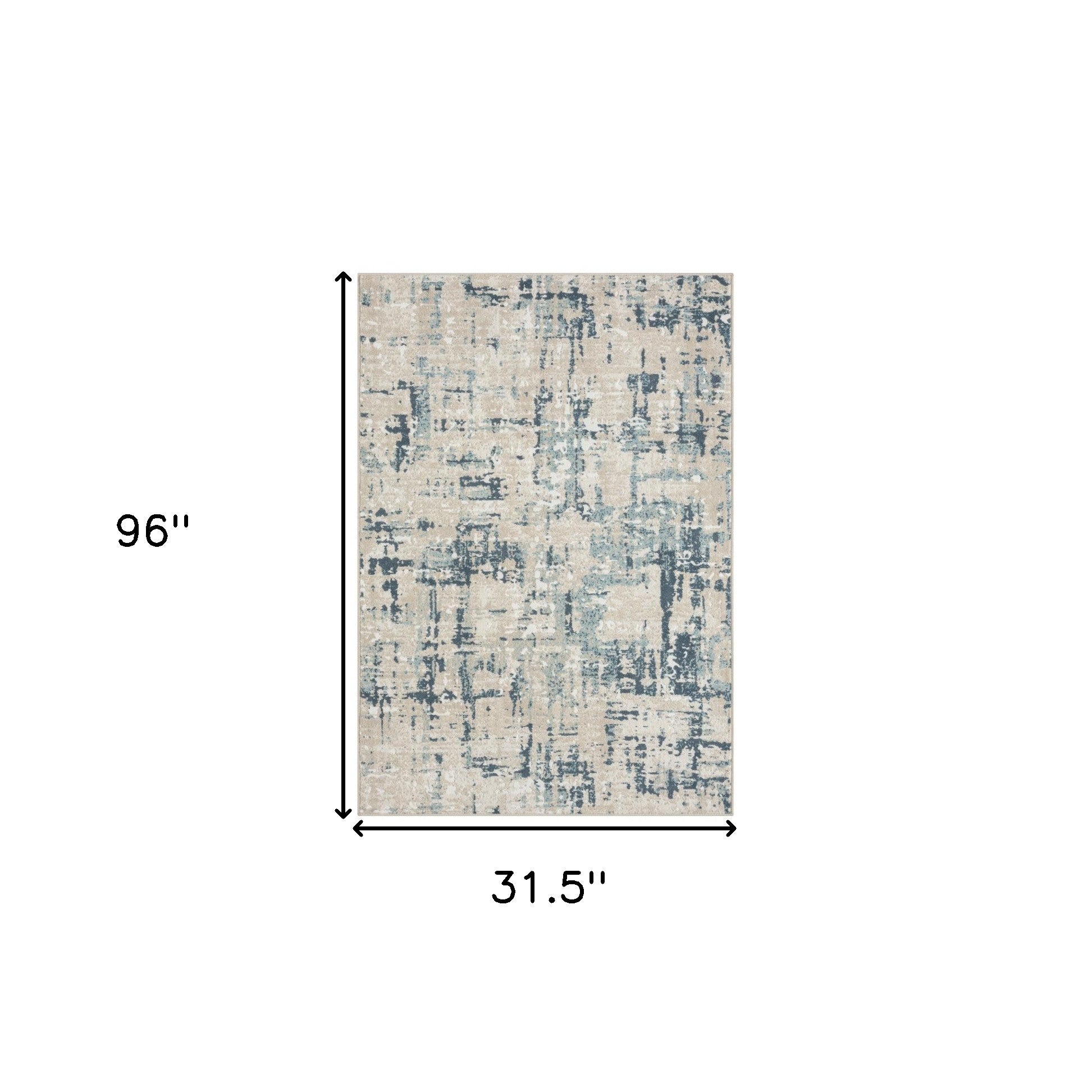 8' Gray Abstract Runner Rug