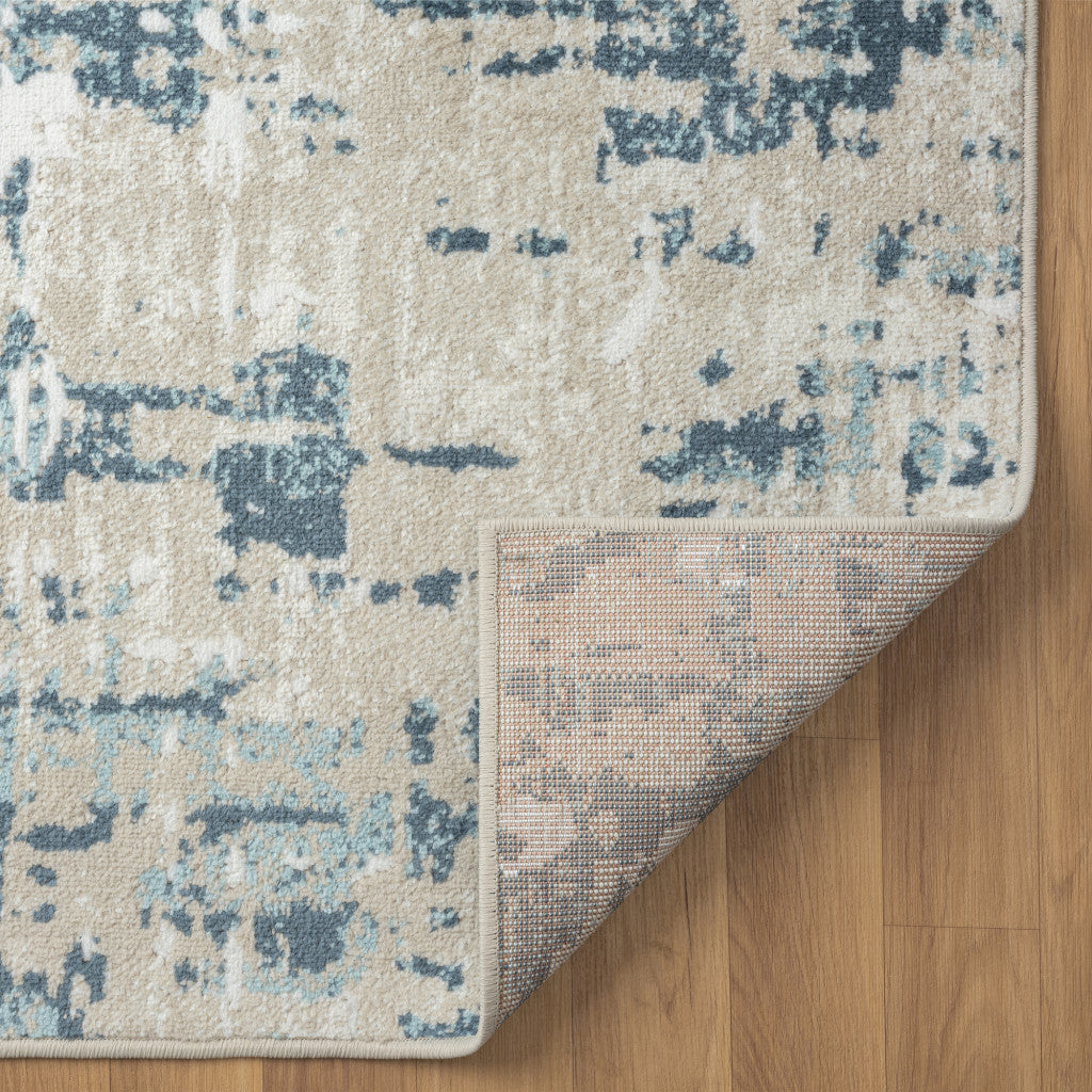 8' Gray Abstract Runner Rug