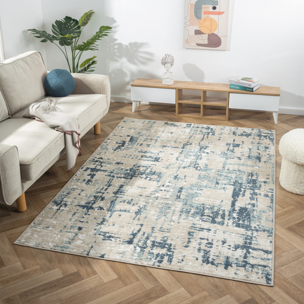 8' Gray Abstract Runner Rug