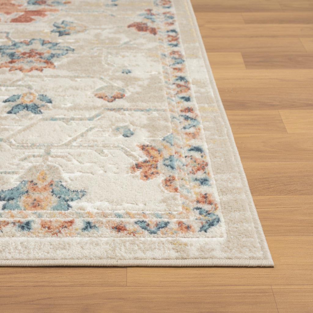 5' x 7' Ivory Medallion Area Rug