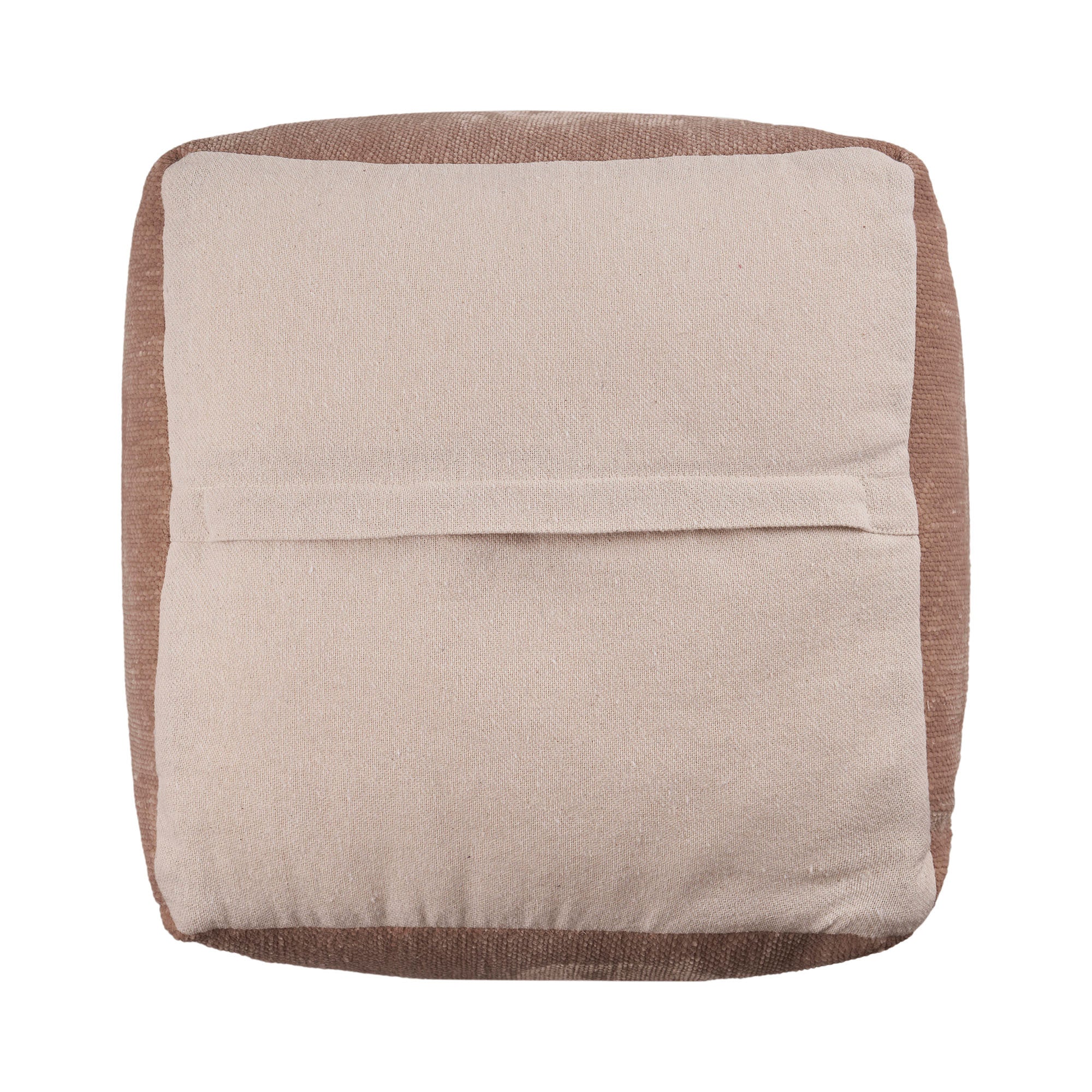 18" Beige Chenille Cube Pouf Ottoman