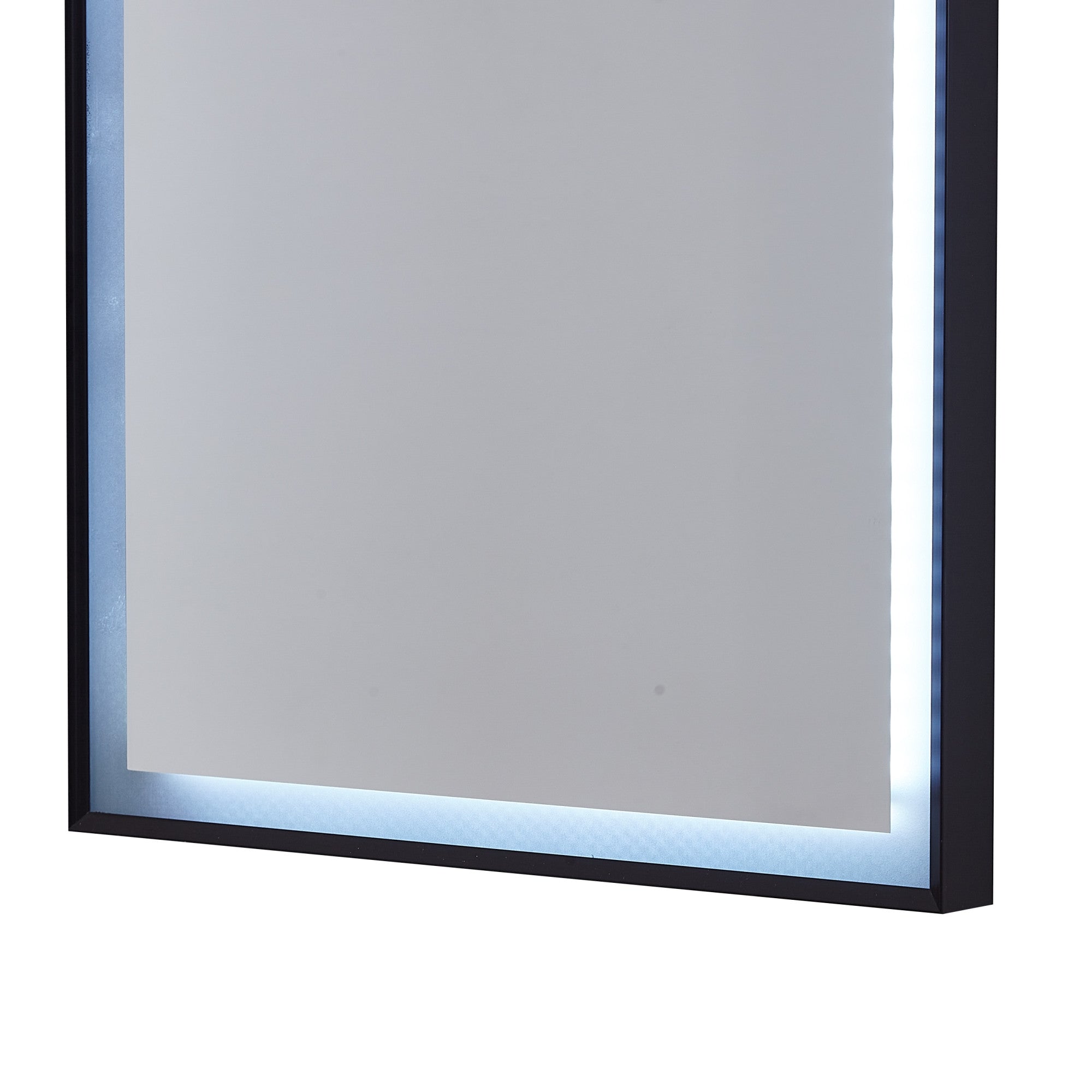 Black Lighted Rectangle Accent Framed Mirror